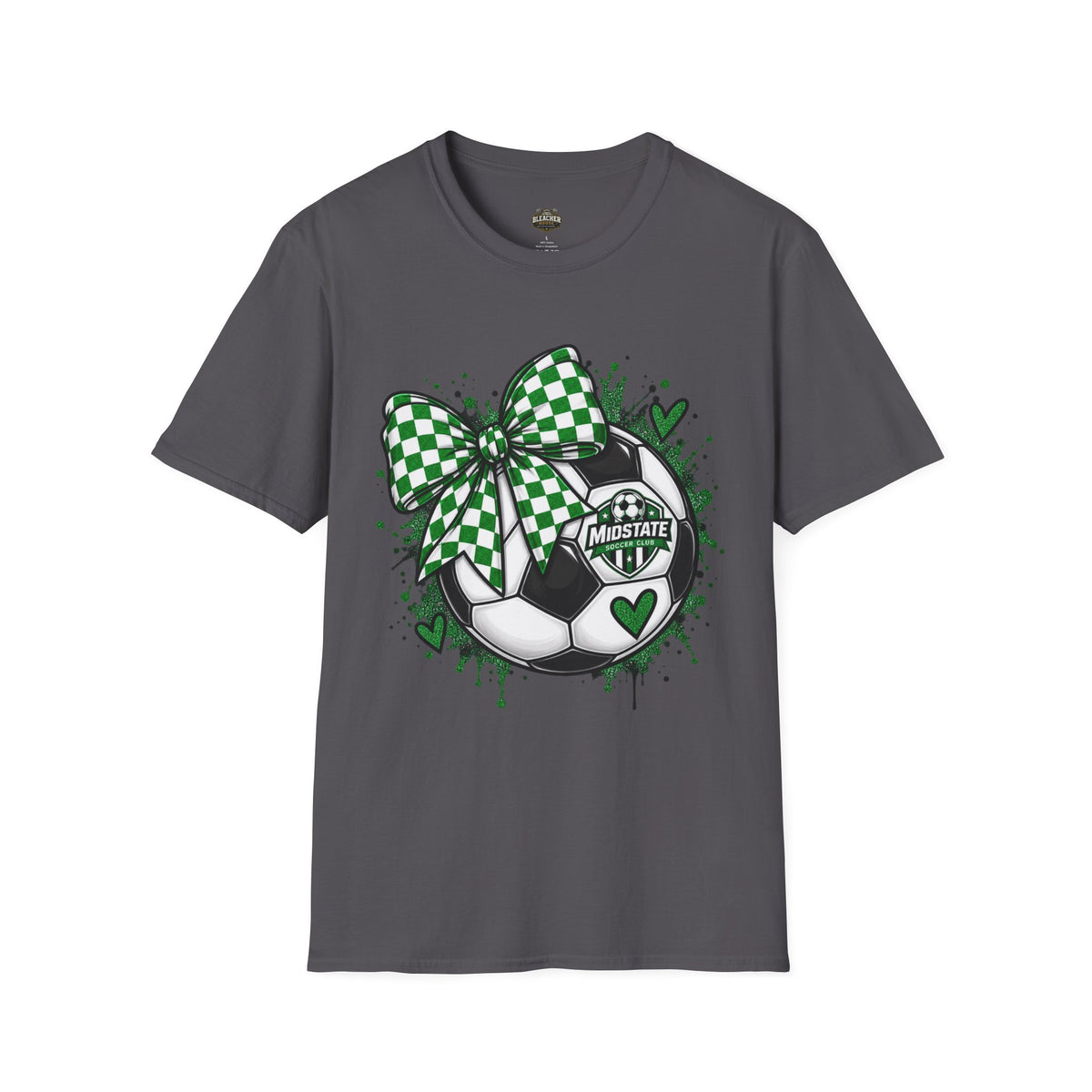 Midstate Soccer Bow T-Shirt — Green Check Midstate Soccer Design