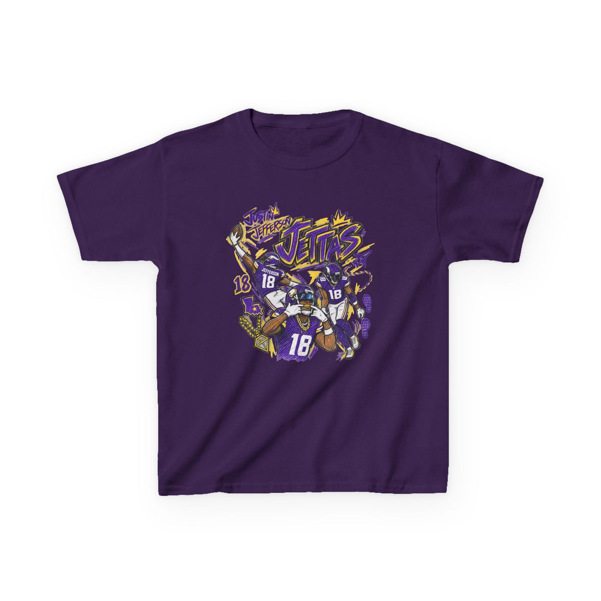 YOUTH Justin Jefferson, JETTAS Graphic T-Shirt - Sunday Standouts Sketch Series