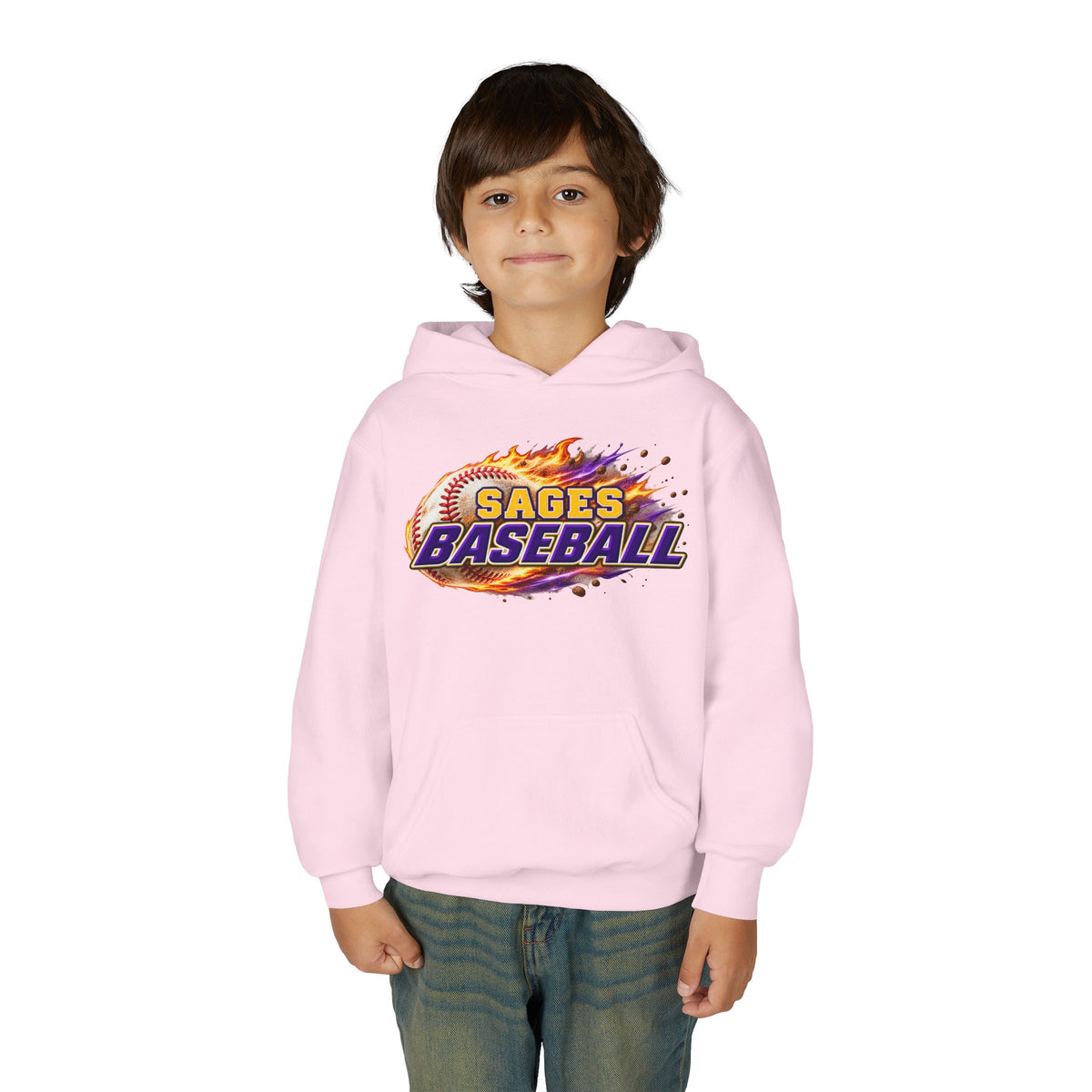 YOUTH Sages Flaming Baseball Hoodie - Team Spirit Hoodie