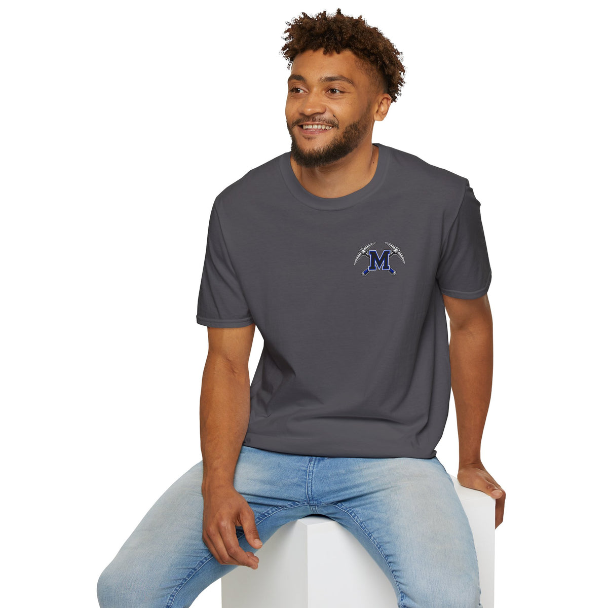 Miners Graphic T-Shirt - Miners Logo on Front, Mascot Design on Back