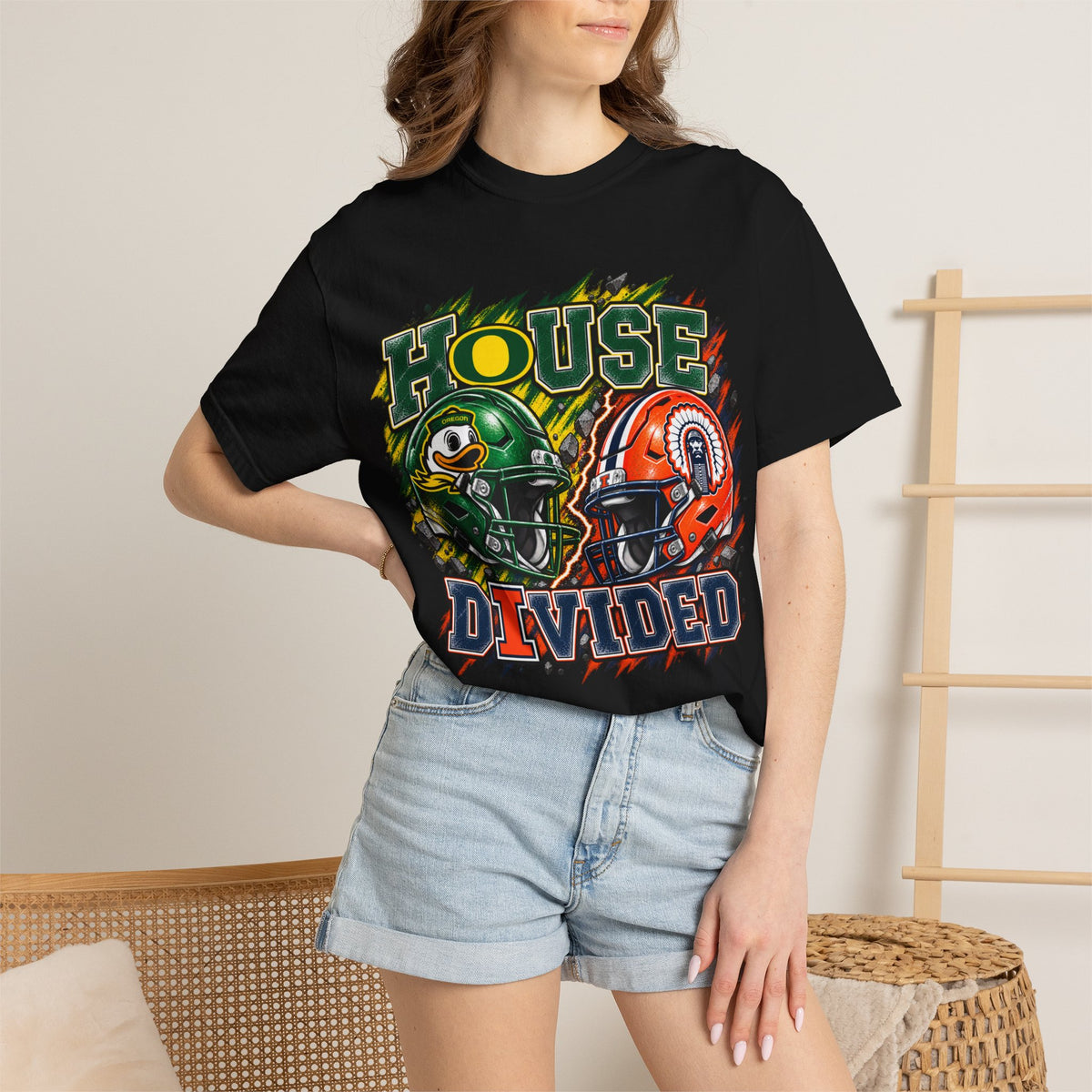 House Divided Football T-Shirt - Oregon vs. Illinois