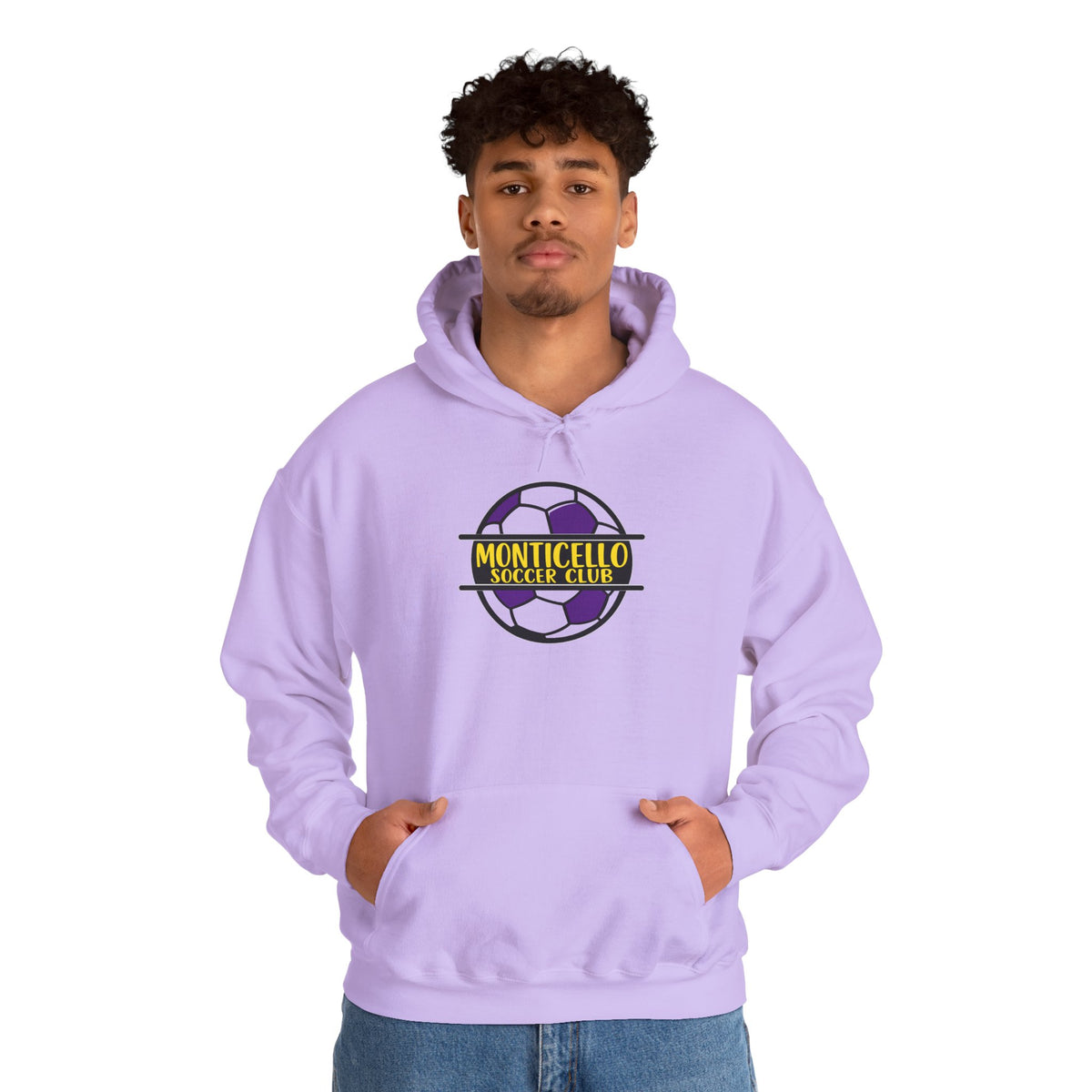 Monticello Soccer Club Hoodie — Purple & Gold Soccer Logo Sweatshirt