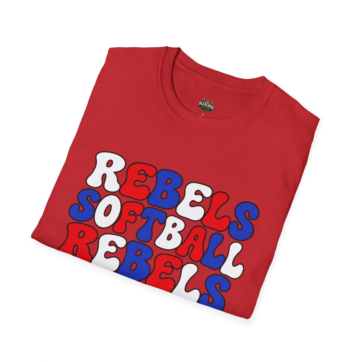 Rebels Softball Graphic T-Shirt — Retro Red & Blue Team Tee