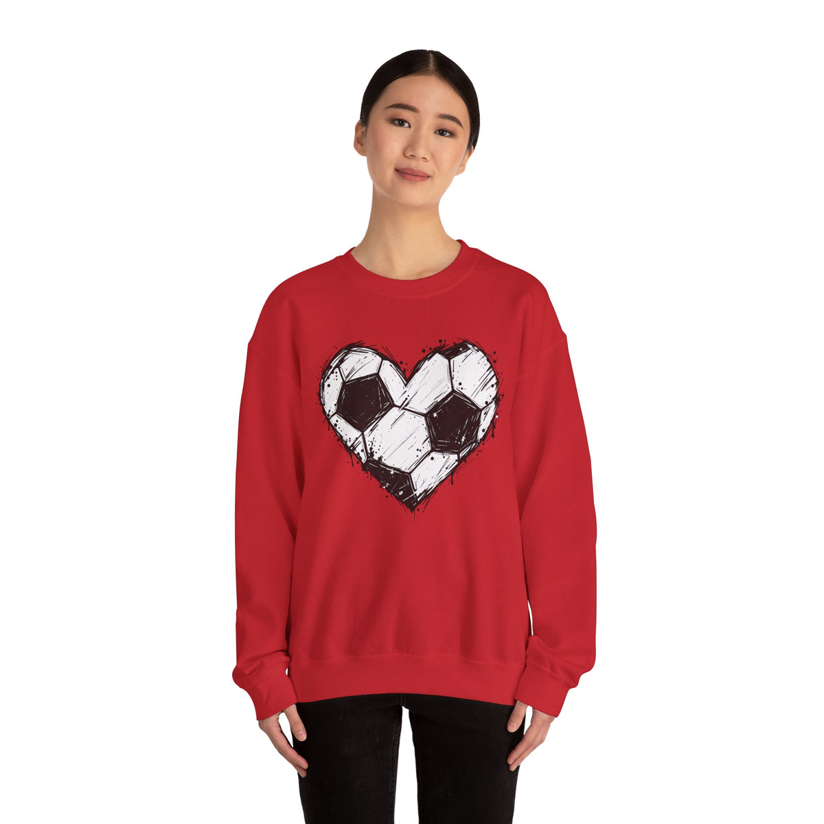 Soccer Heart Crewneck Sweatshirt — Grunge Soccer Ball Graphic