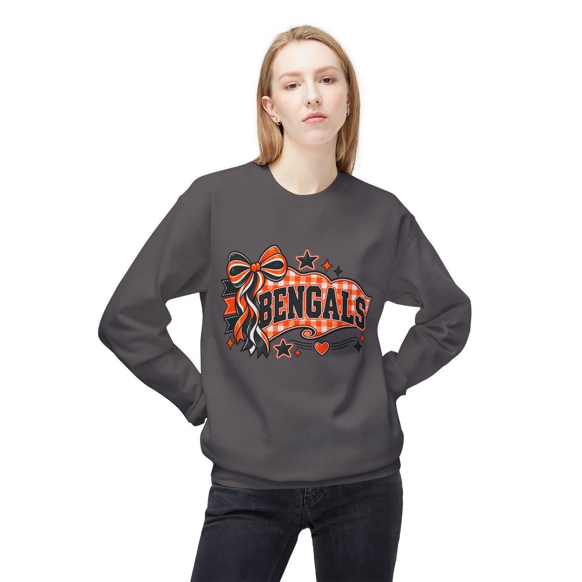 Bengals Ribbon Crewneck Sweatshirt - Cheerful Orange & Black Fan Pullover