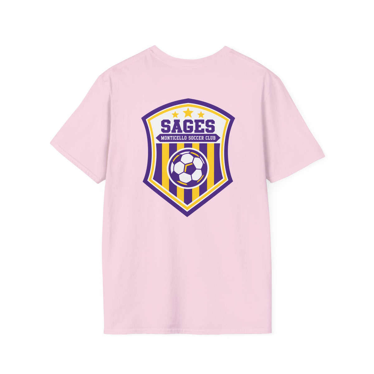 Monticello Soccer Club T-Shirt — Minimal Chest Logo With Crest On Back