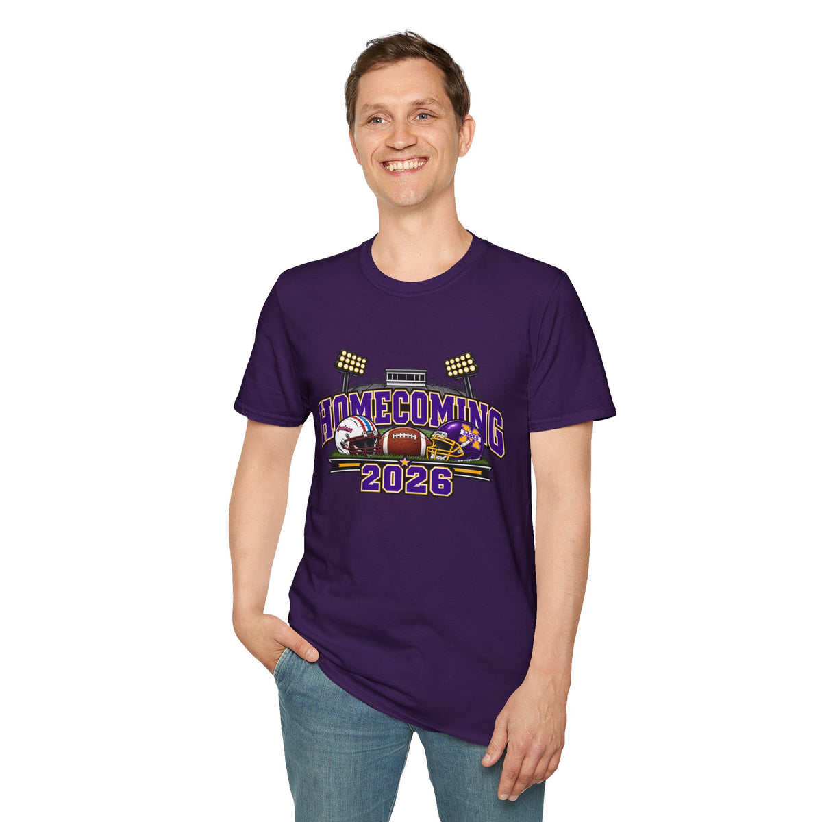 Homecoming 2026 Football T-Shirt — Stadium Lights & Helmets Game Day Tee