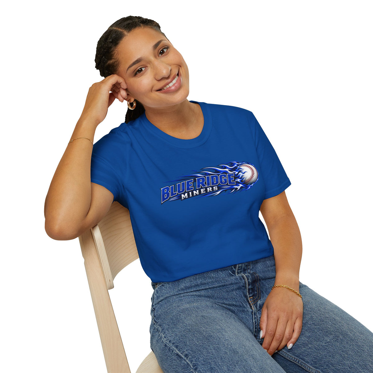 Blue Ridge Miners Flaming Baseball T-Shirt – Flaming Ball Softstyle Tee