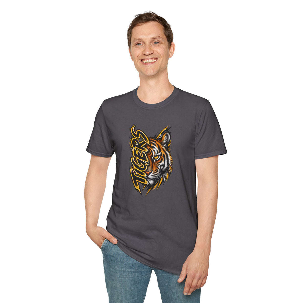 Tiger Head Graphic T-Shirt — Bold ‘Tigers’ Sports Mascot Tee