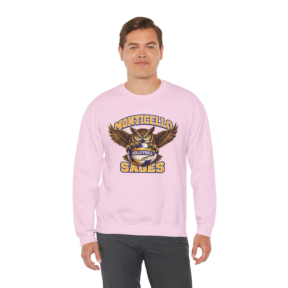 Monticello Sages Volleyball Crewneck Sweatshirt - Owl Wingspread Logo