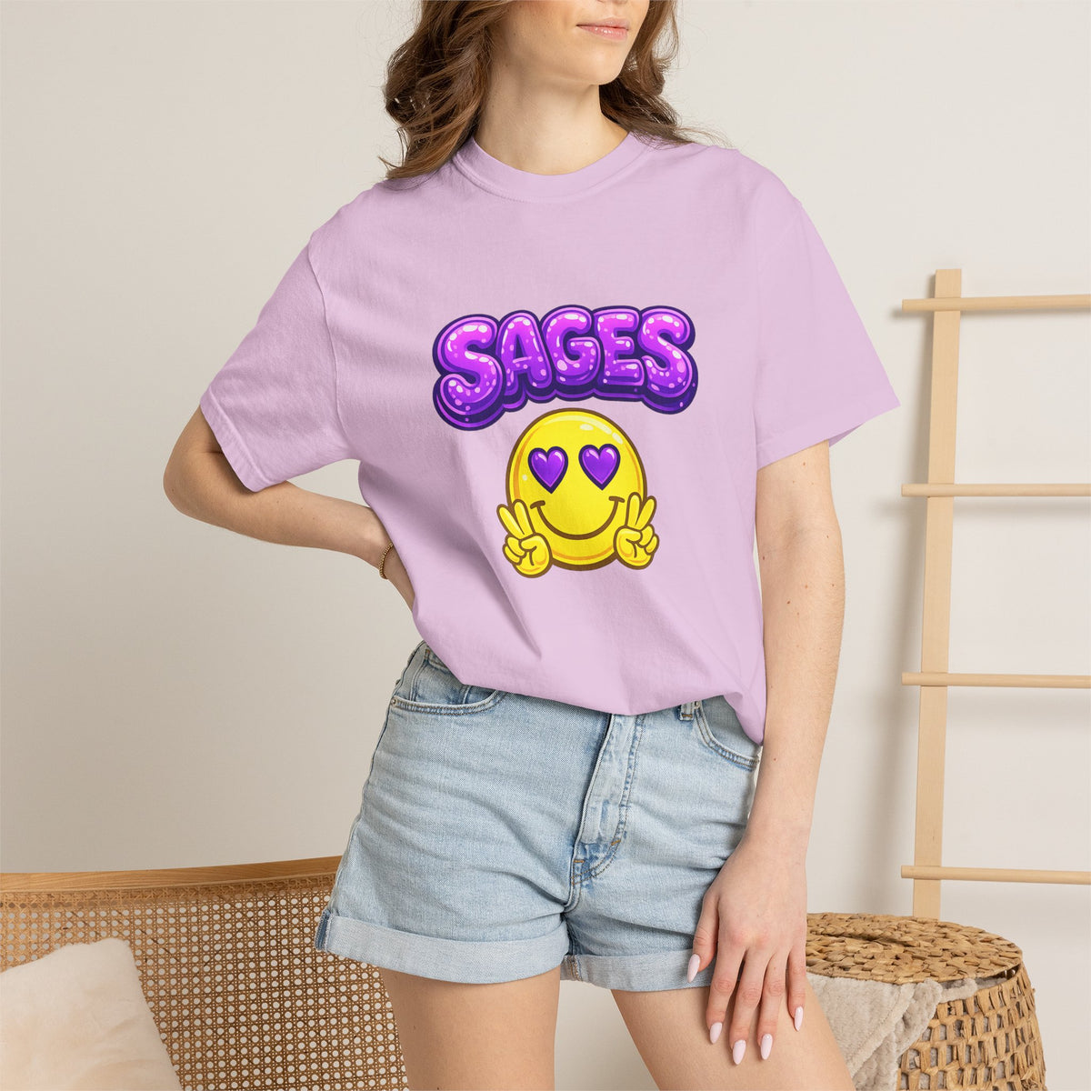 SAGES Smiley Heart-Eyes T-Shirt — Cute Emoji Graphic Tee