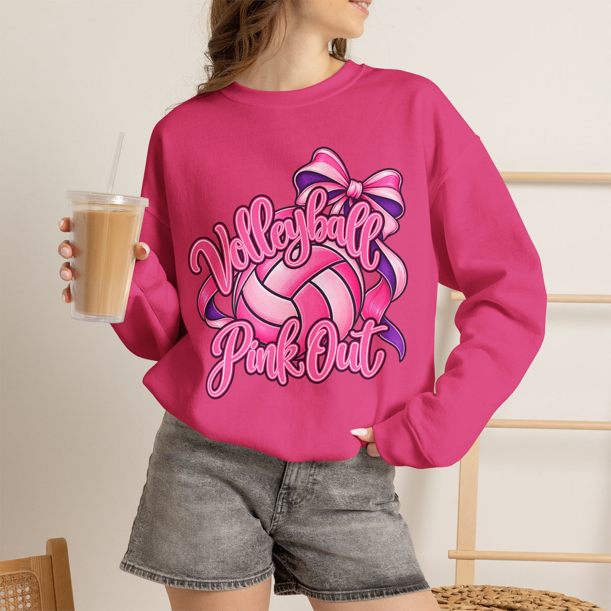 Volleyball Pink Out Crewneck Sweatshirt