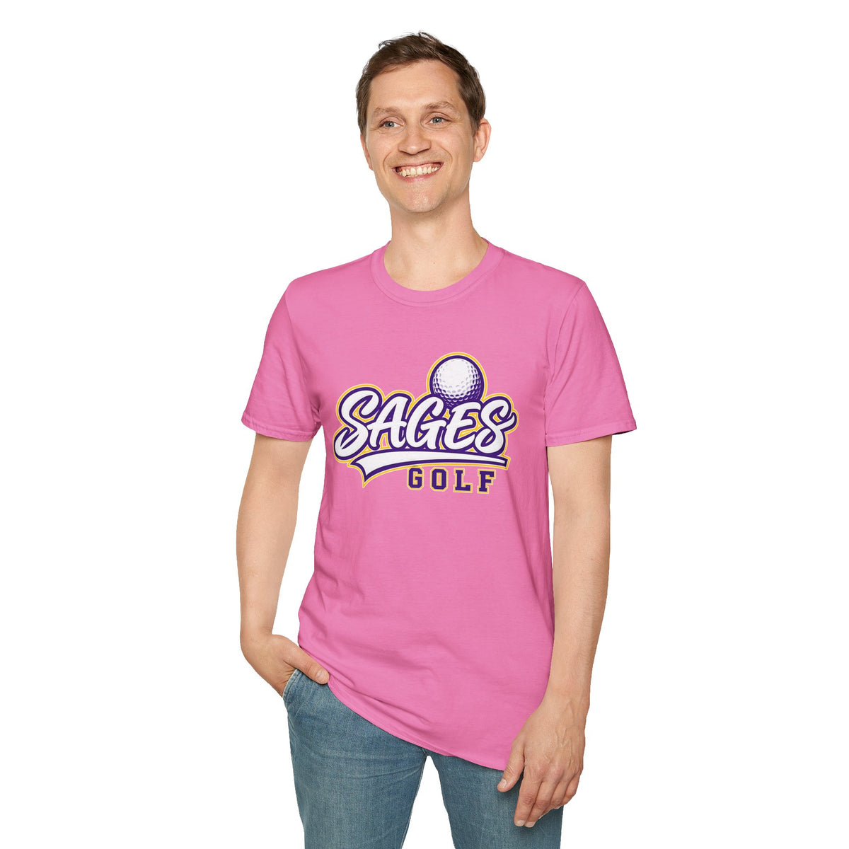 Sages Golf Team T‑Shirt — Vintage Script Golf Ball Logo
