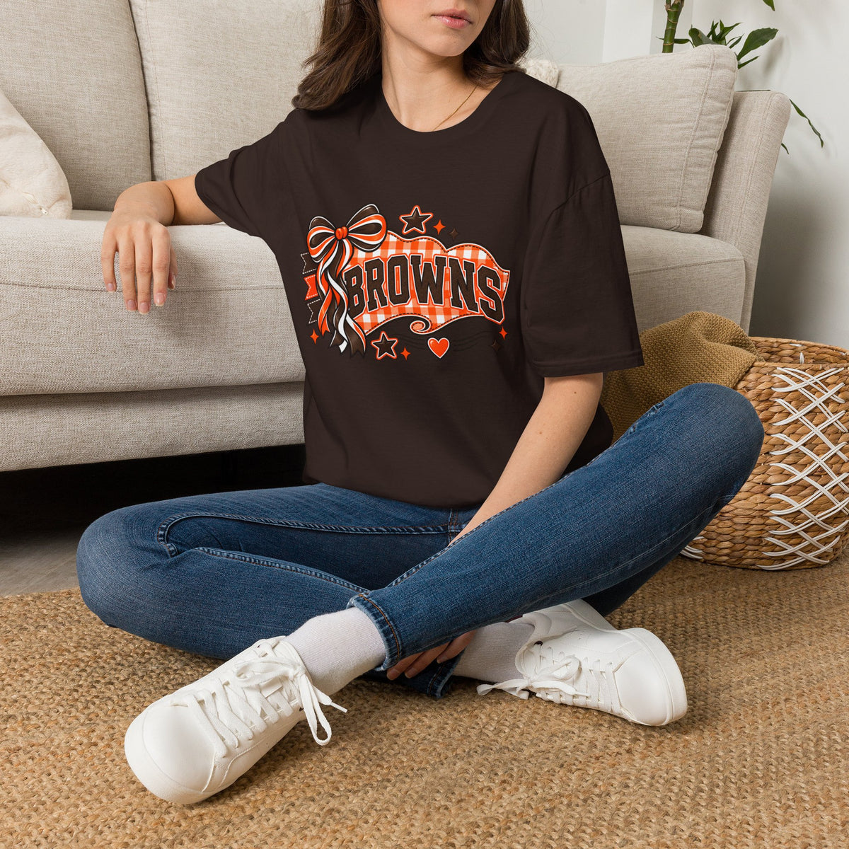 Browns Retro Ribbon Football T‑Shirt — Vintage Team Fan Tee
