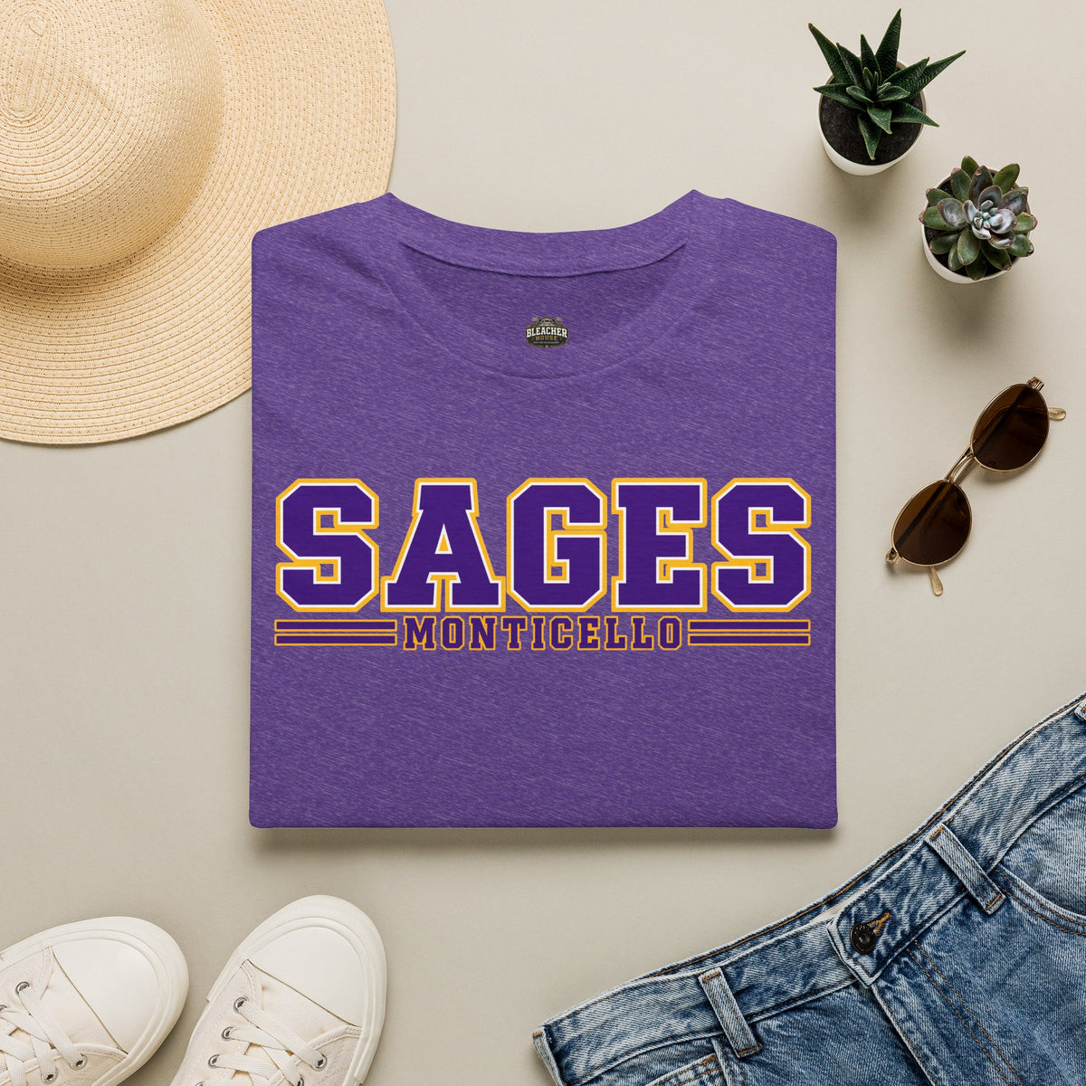 Sages Monticello Crew T‑Shirt — Classic Collegiate School Spirit Tee
