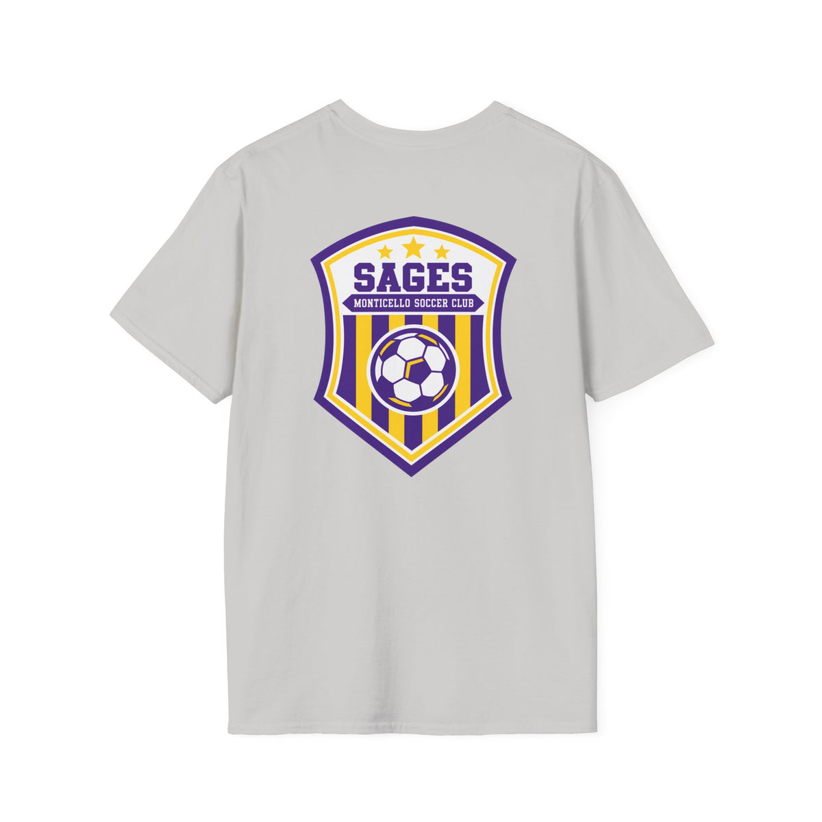 Monticello Soccer Club T-Shirt — Minimal Chest Logo With Crest On Back