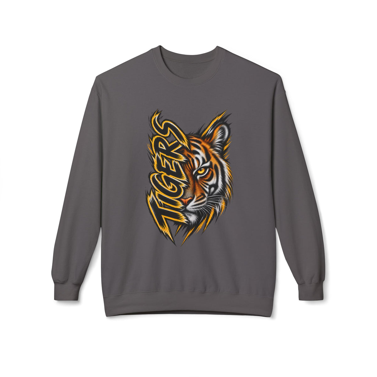 Tiger Head Crewneck Sweatshirt – Graphic ‘Tigers’ Mascot Pullover