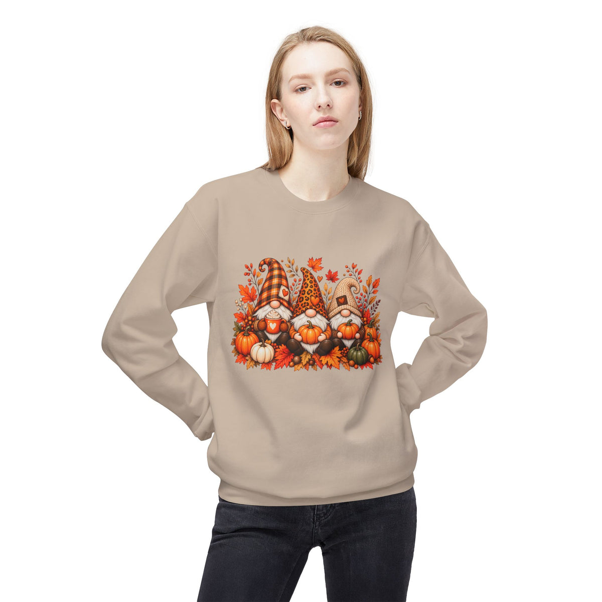 Fall Gnome Crewneck Sweatshirt - Cute Pumpkin & Autumn Gnomes Sweatshirt