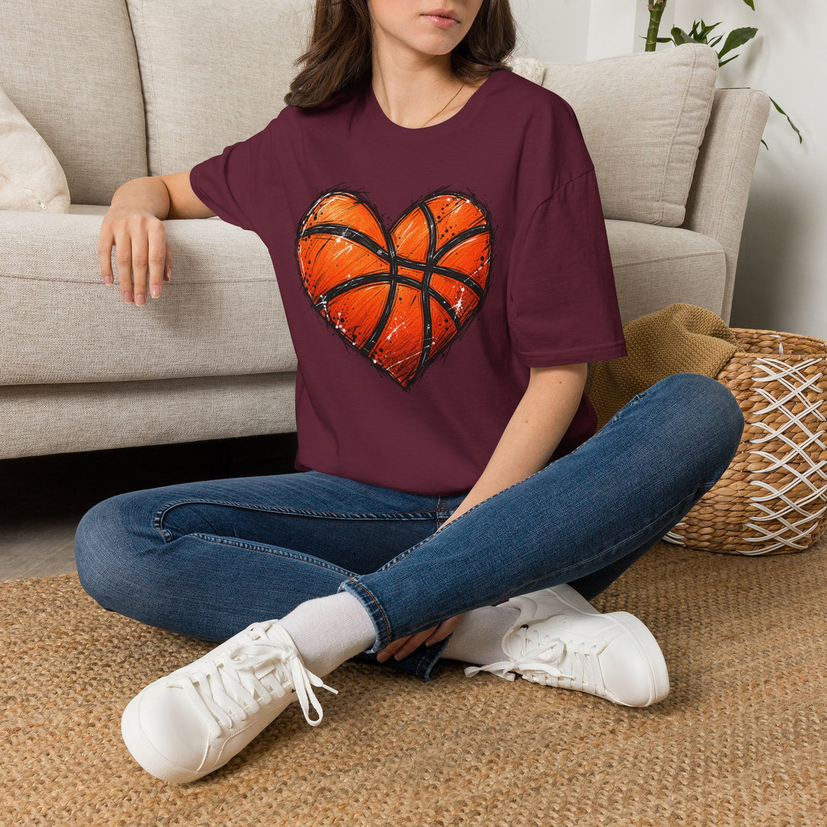 Basketball Heart T-Shirt — Athletic Love Tee for Players & Fans