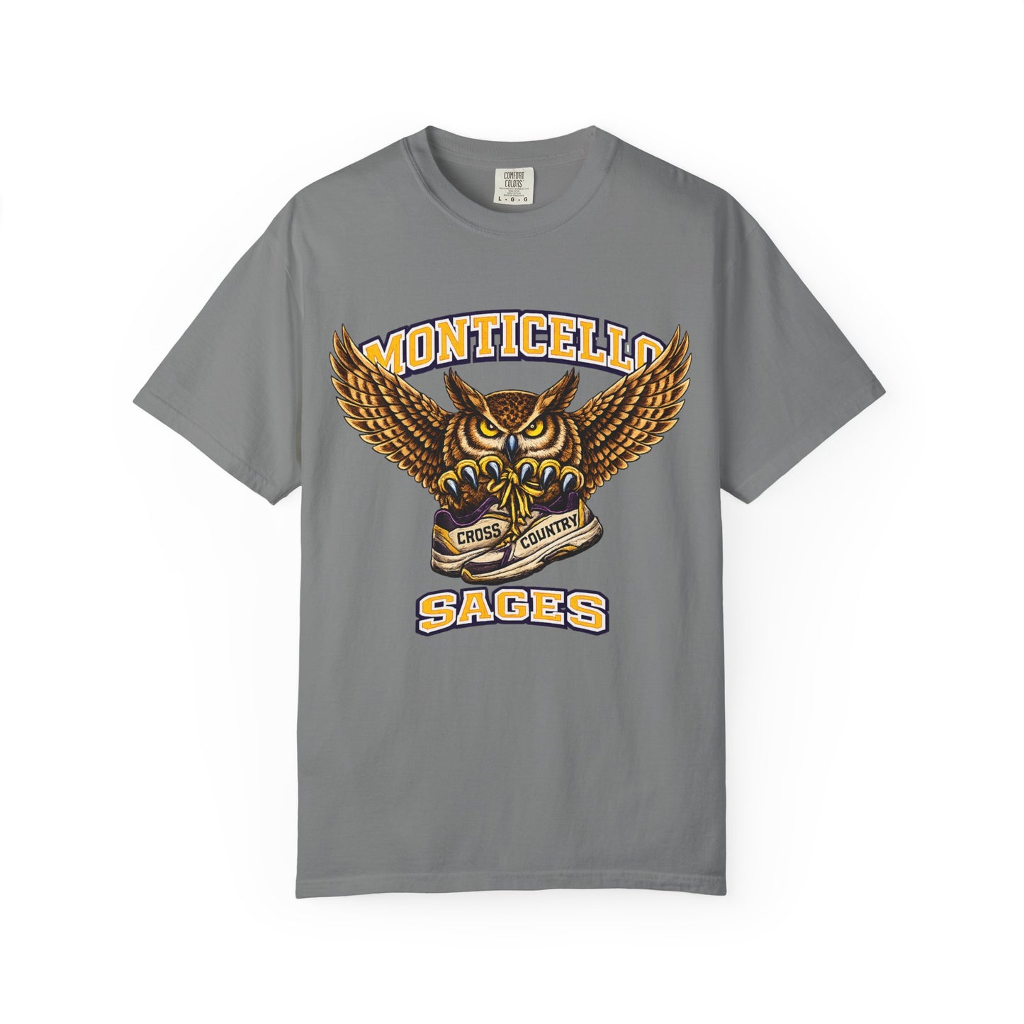 Monticello Sages Cross Country T-Shirt - Vintage Owl & Wings Team Tee