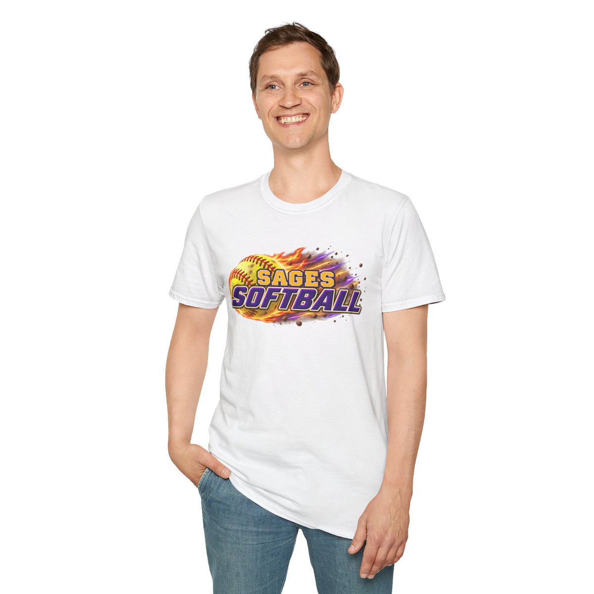 Sages Flaming Softball Graphic T‑Shirt