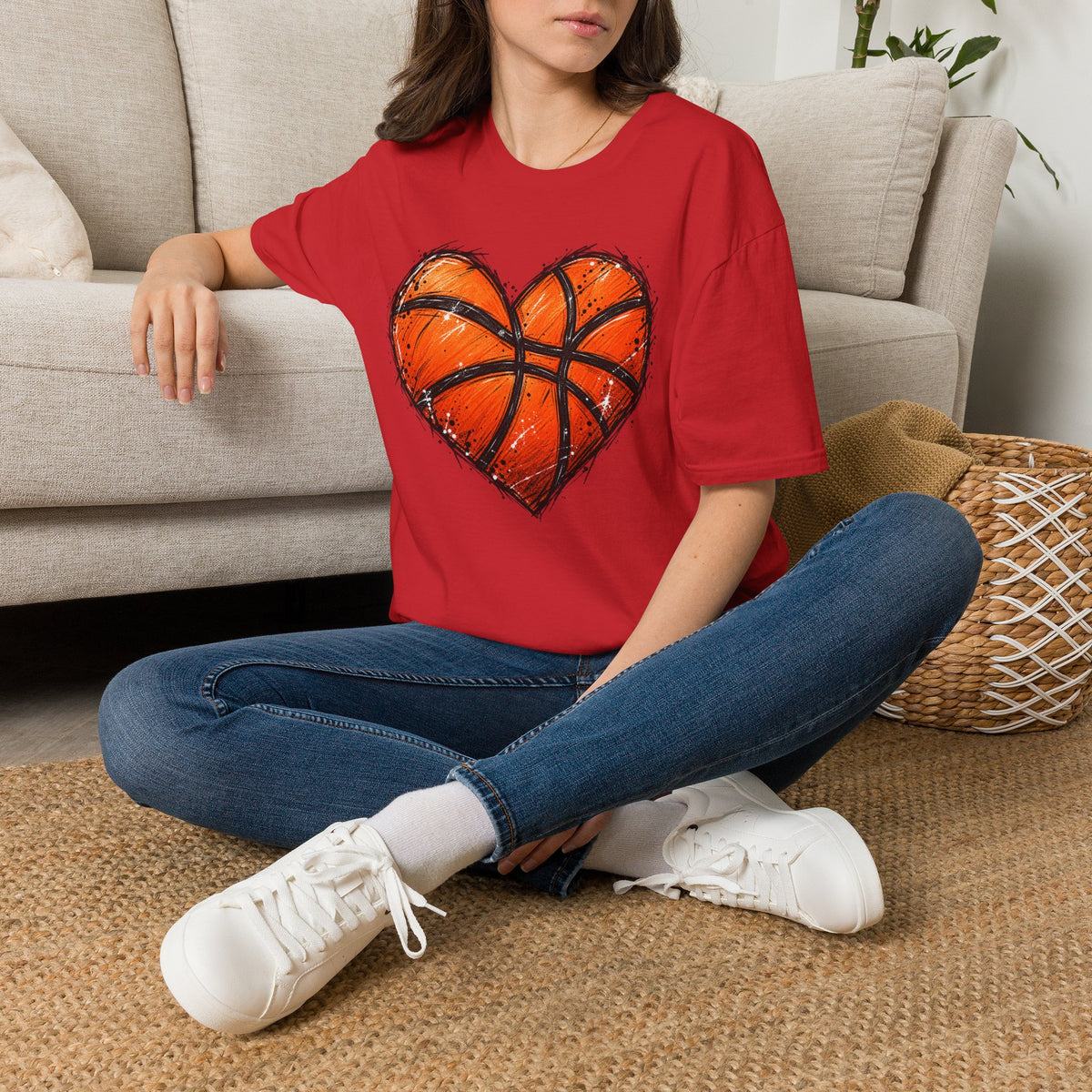 Basketball Heart T-Shirt — Athletic Love Tee for Players & Fans