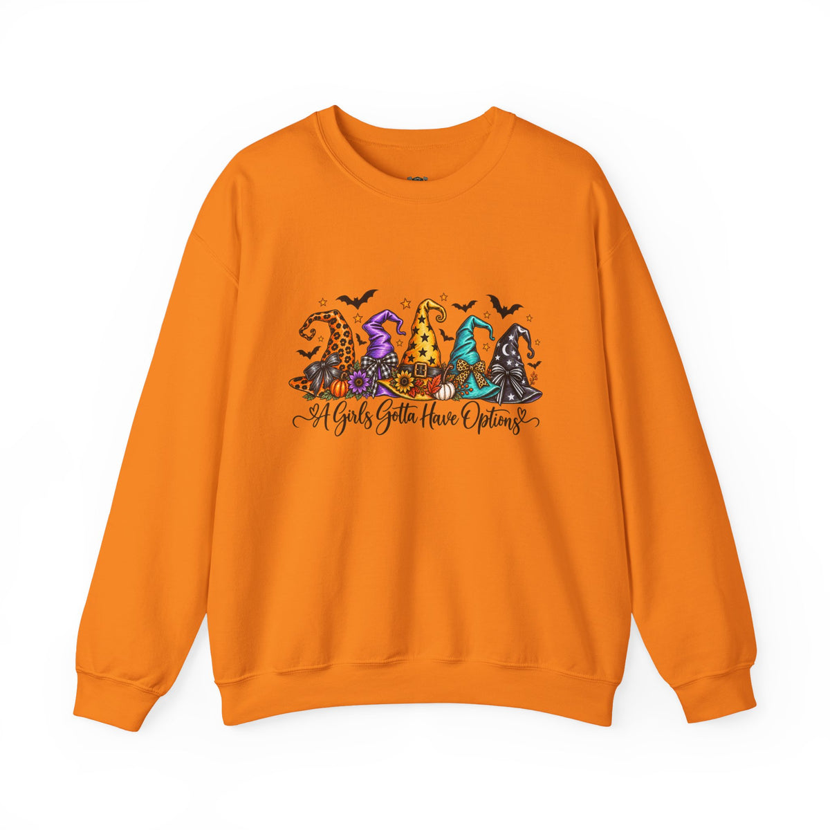 Witch Hat Crewneck Sweatshirt - "A Girls Gotta Have Options" Halloween Pullover