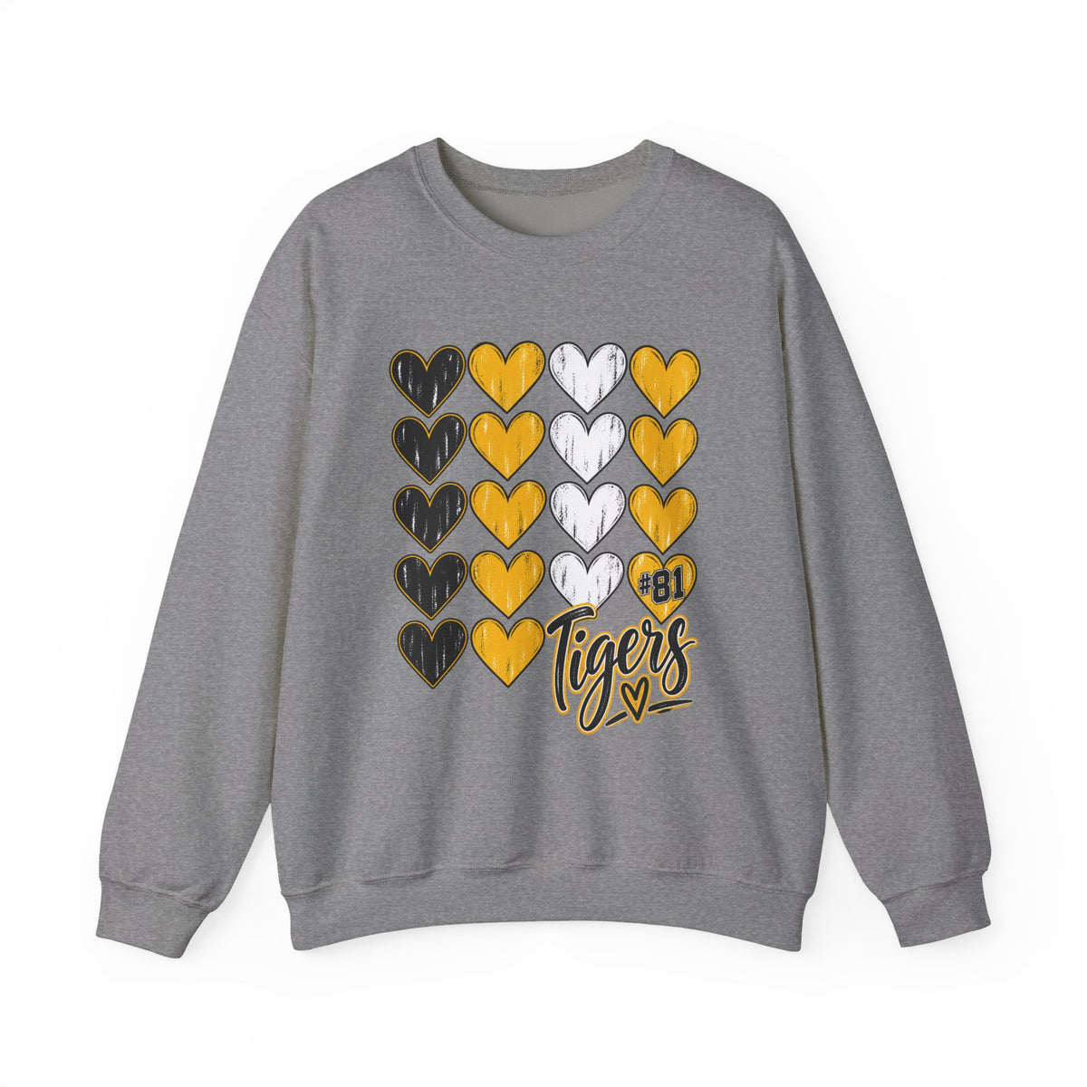 Tigers Heart Crewneck Sweatshirt — Black & Gold School Spirit