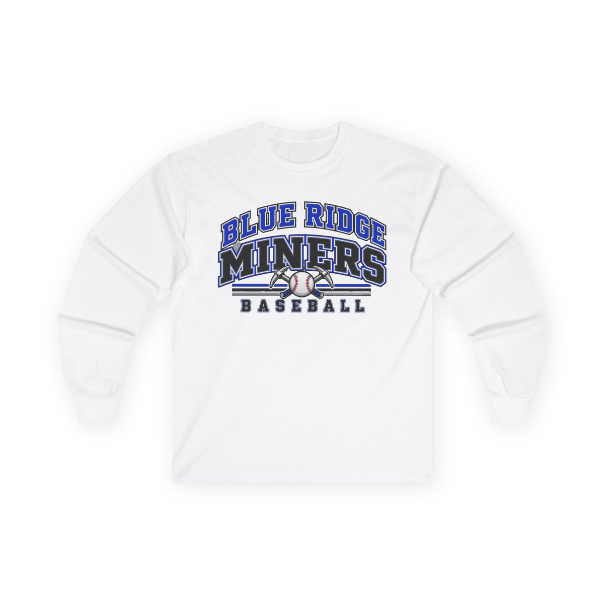 Blue Ridge Miners Baseball Long Sleeve Tee - Gildan Cotton Tee with Graphic Gameday Design