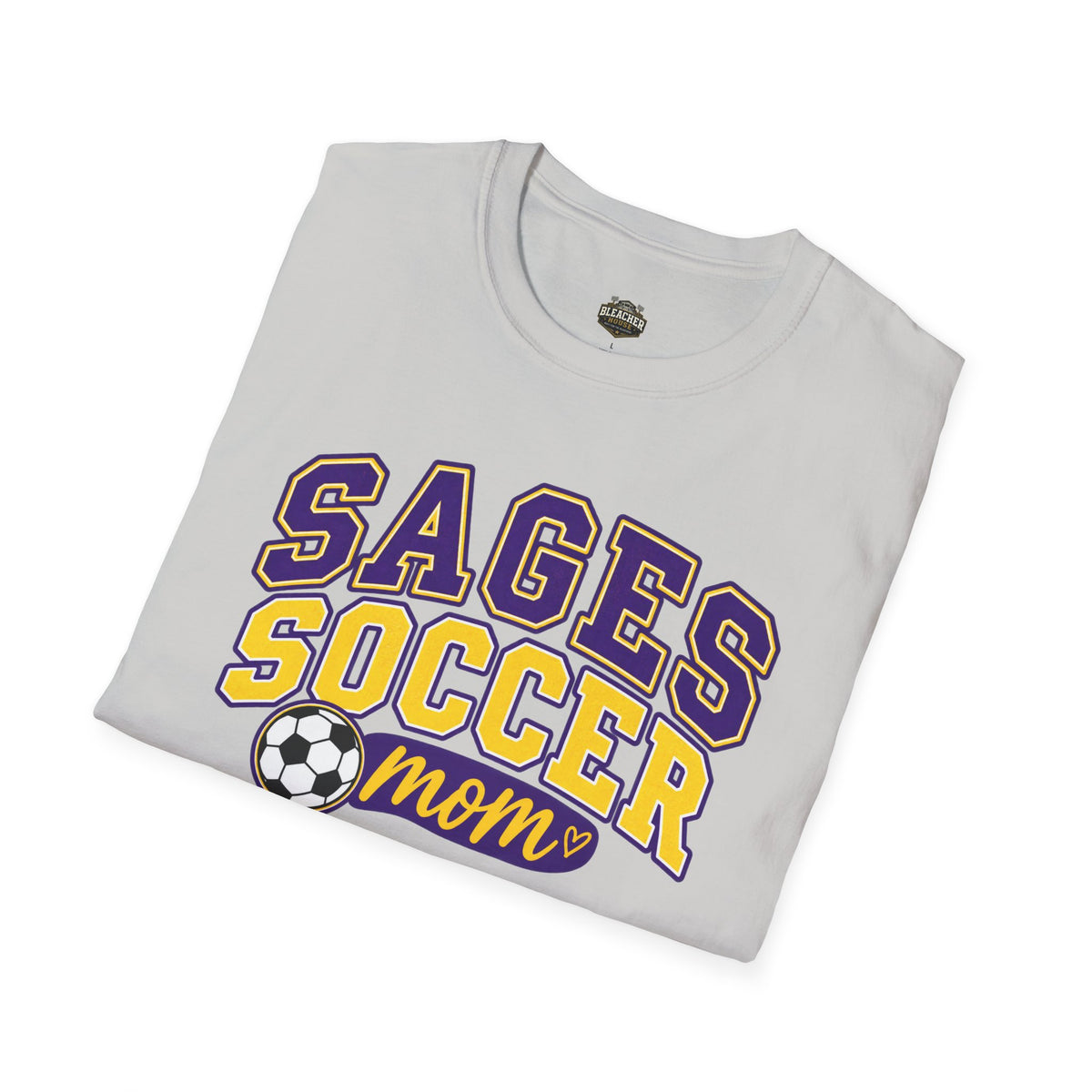 Sages Soccer Mom T‑Shirt — Purple & Gold Team Spirit Tee
