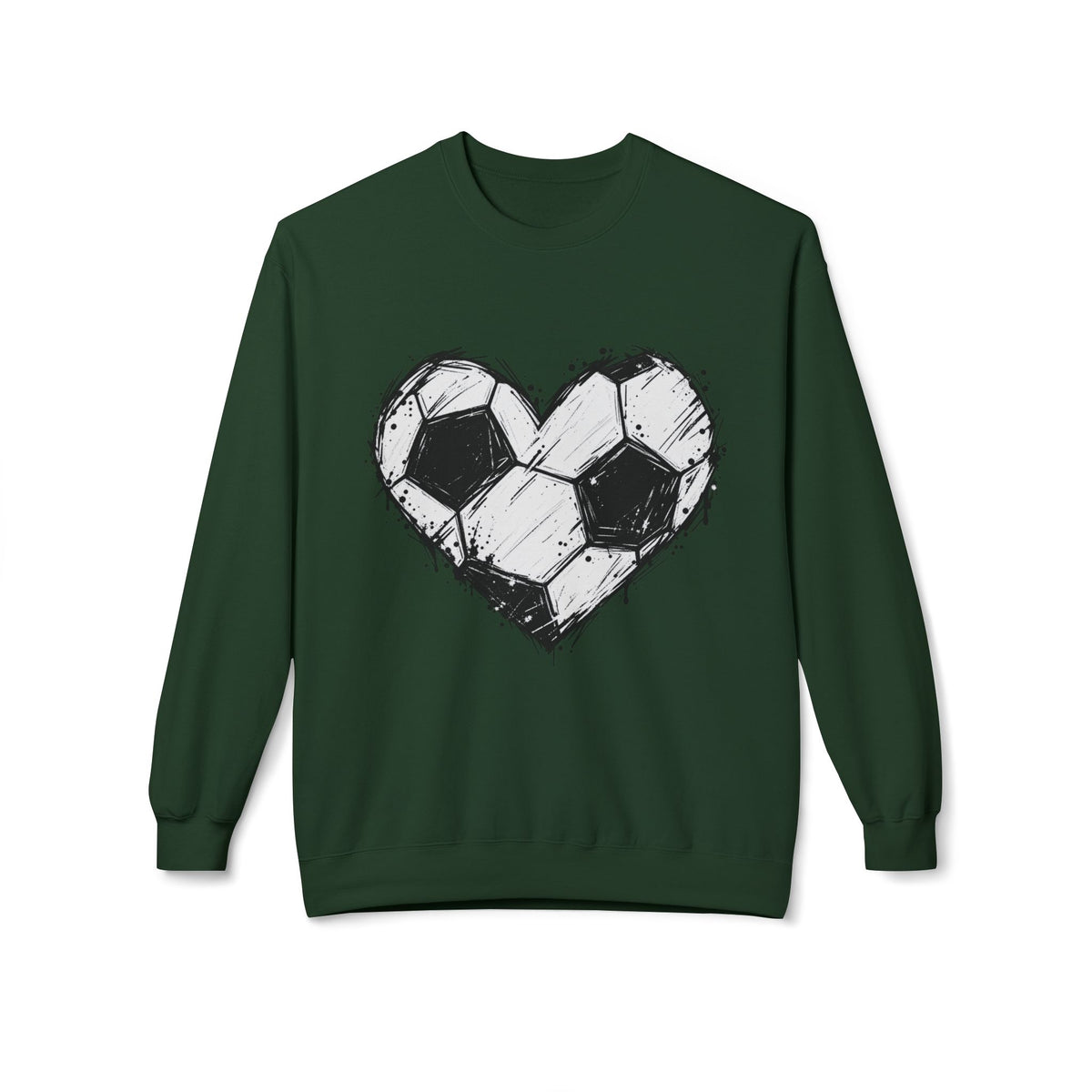 Soccer Heart Crewneck Sweatshirt – Distressed Sketch Football Graphic