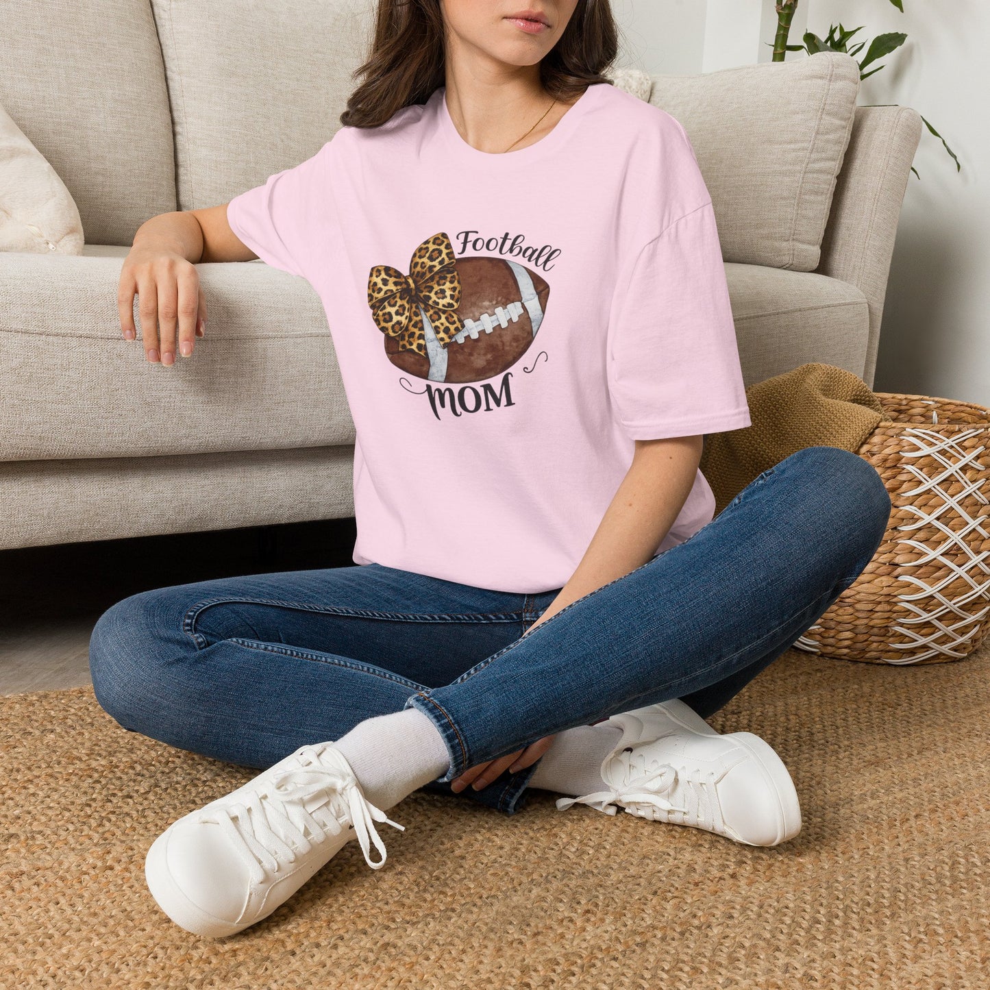 Football Mom T-Shirt — Leopard Bow Game Day Tee