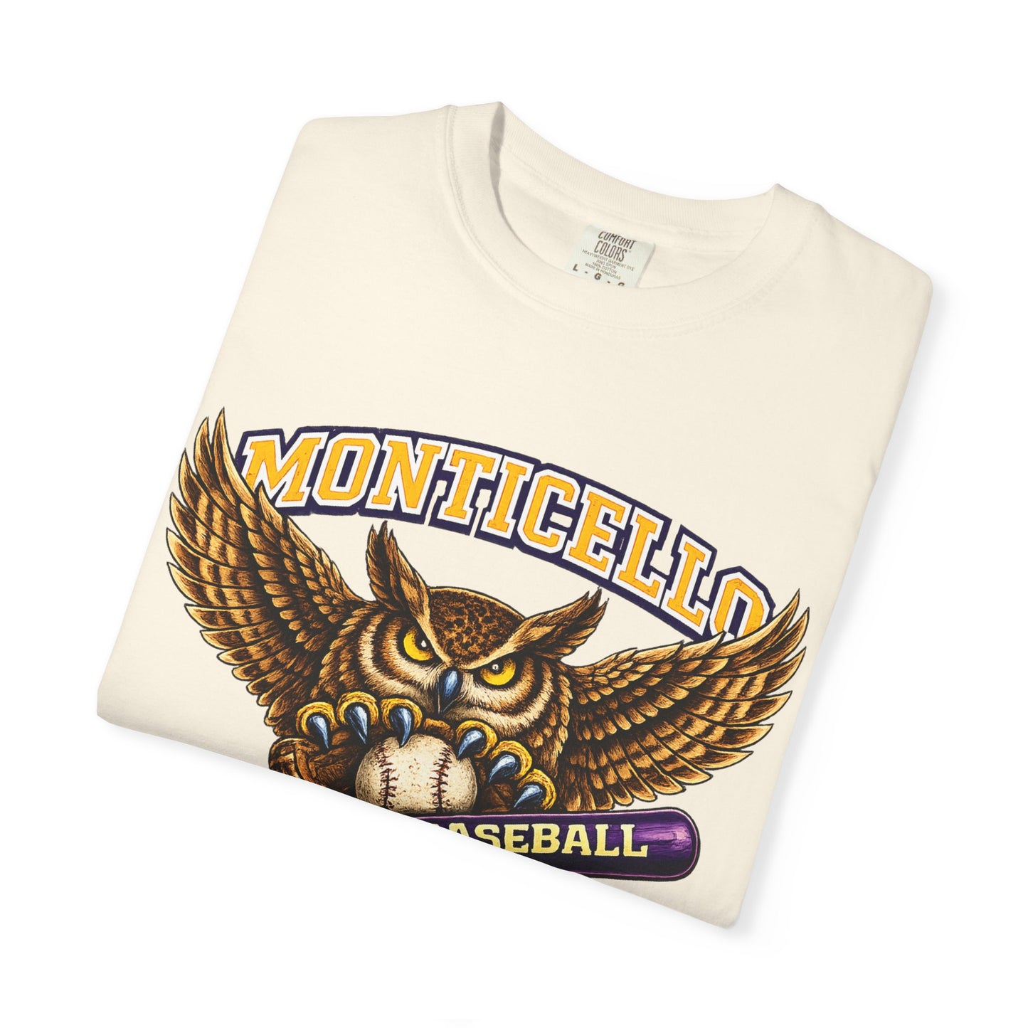 Monticello Sages Baseball T-Shirt — Vintage Owl & Wings Team Tee