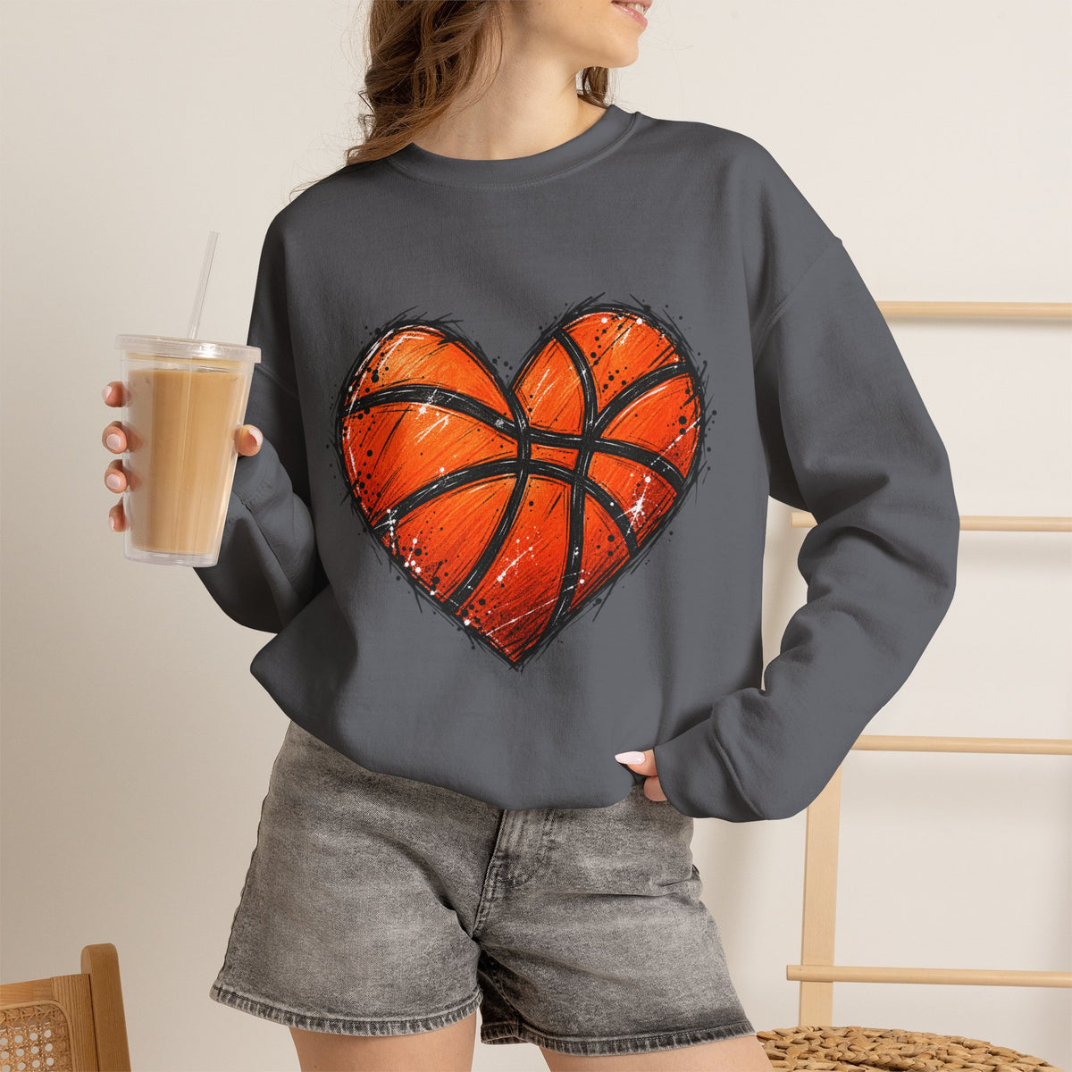 Basketball Heart Crewneck Sweatshirt
