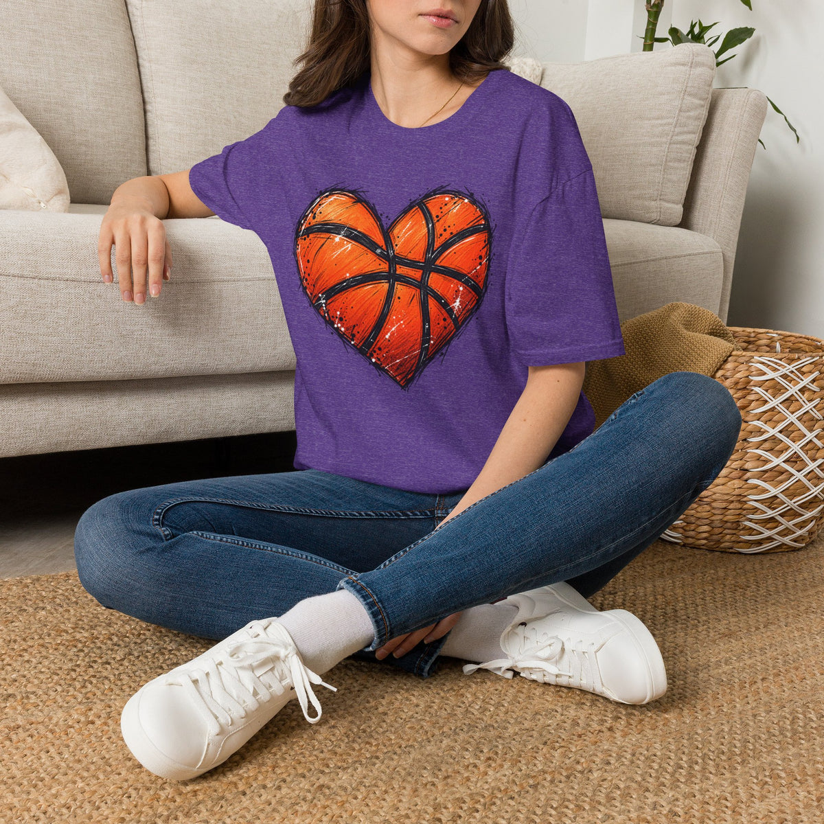 Basketball Heart T-Shirt — Athletic Love Tee for Players & Fans