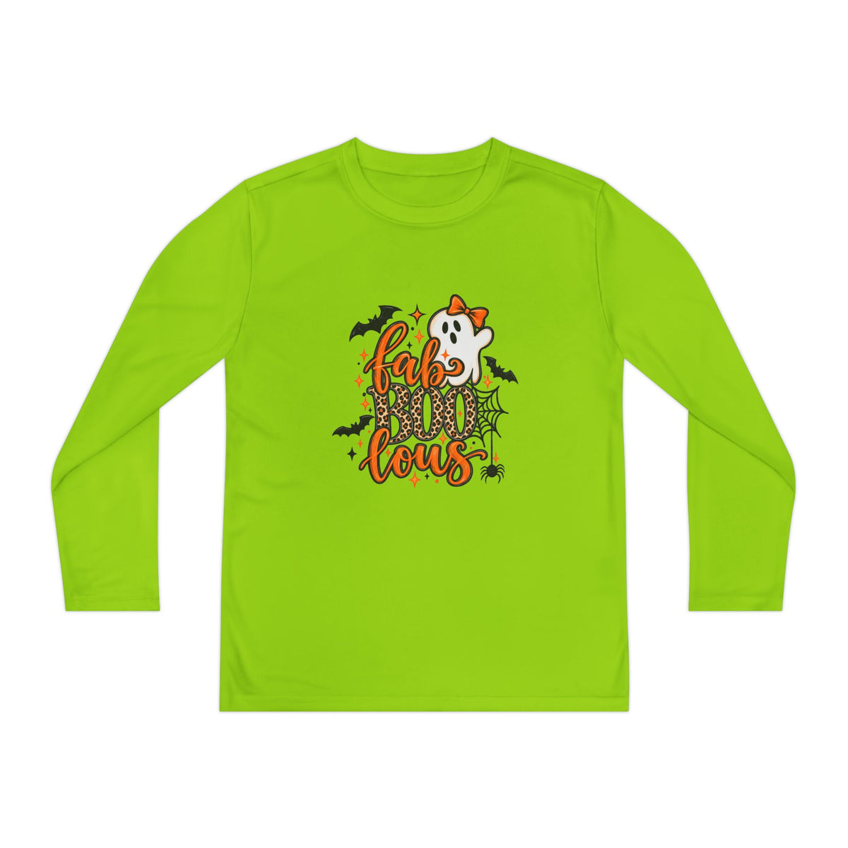 Youth Long Sleeve Tee - "Fab BOO Lous" Halloween Ghost Design