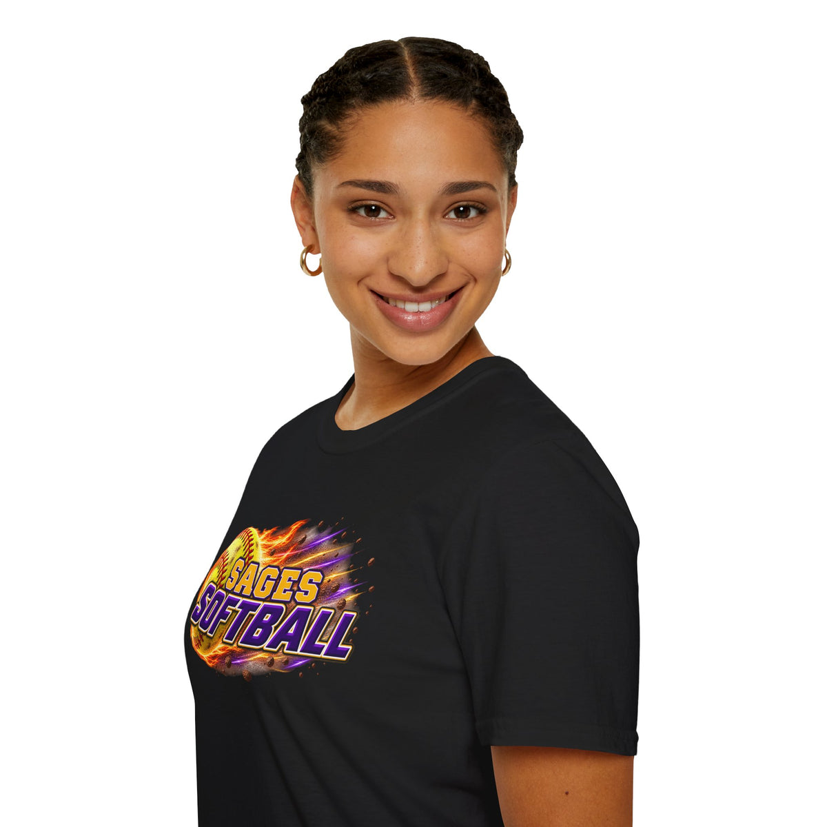 Sages Flaming Softball Graphic T‑Shirt