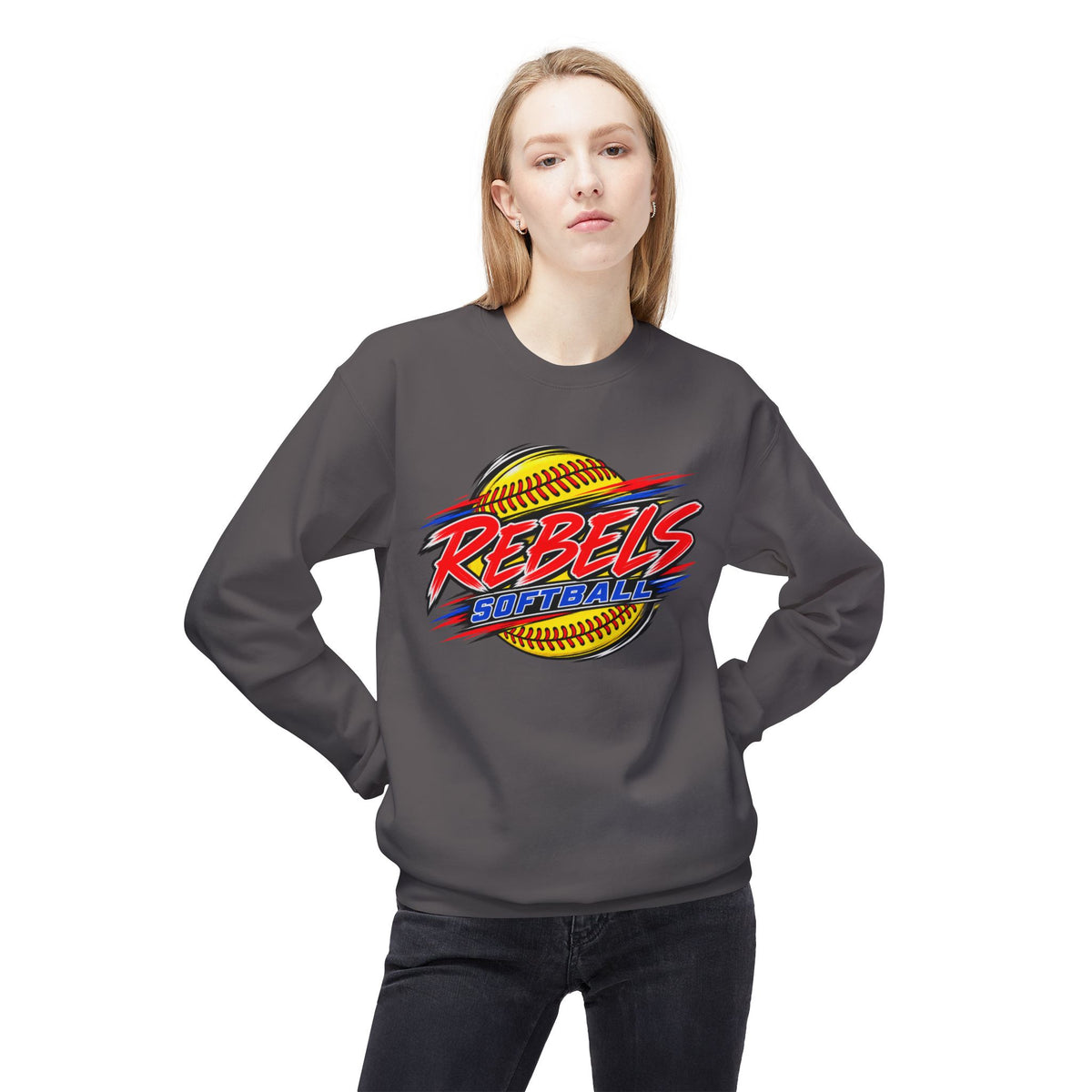 Rebels Softball Crewneck Sweatshirt — Bold Team Logo Pullover