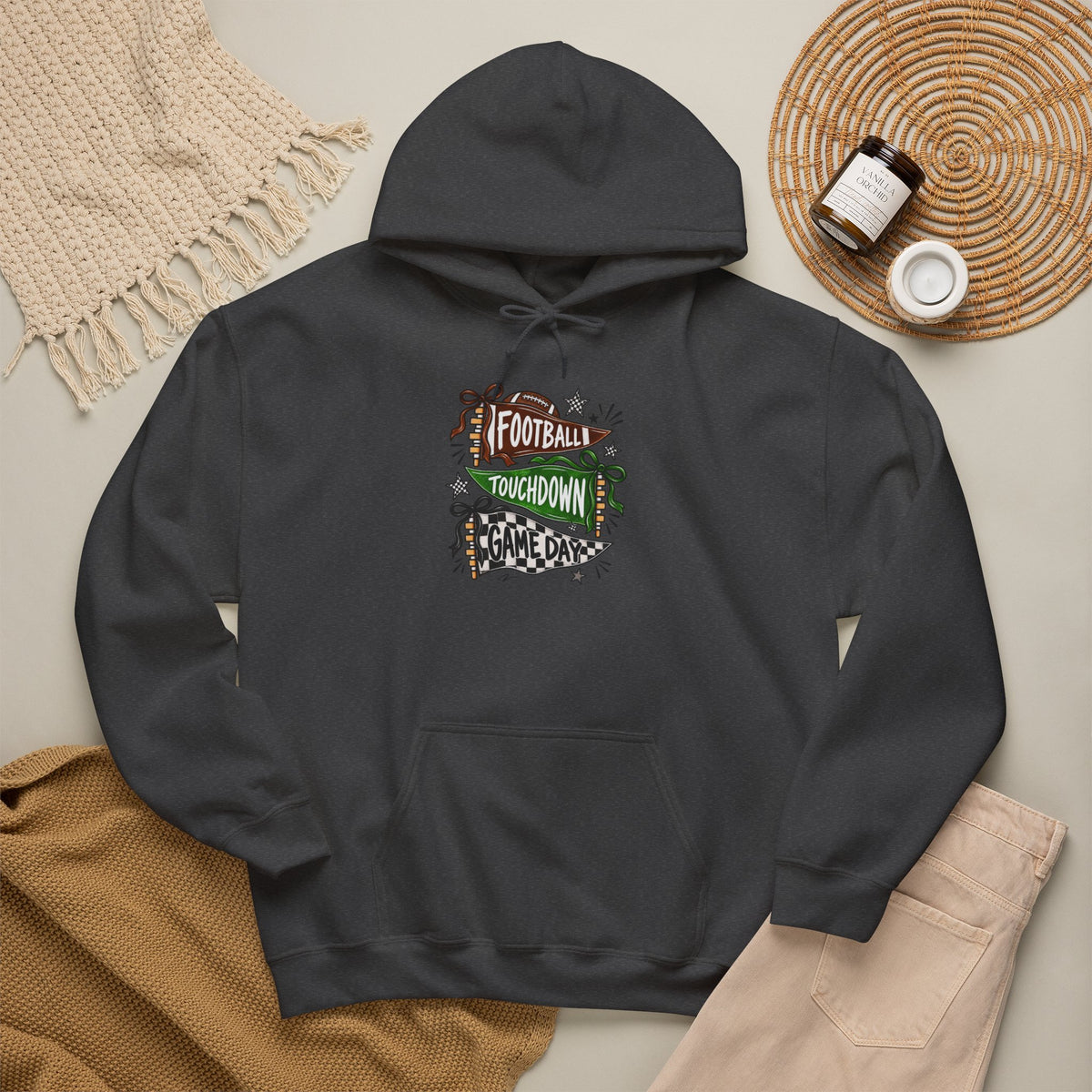 Football Touchdown Game Day Hoodie - Retro Grunge Sports Sweatshirt
