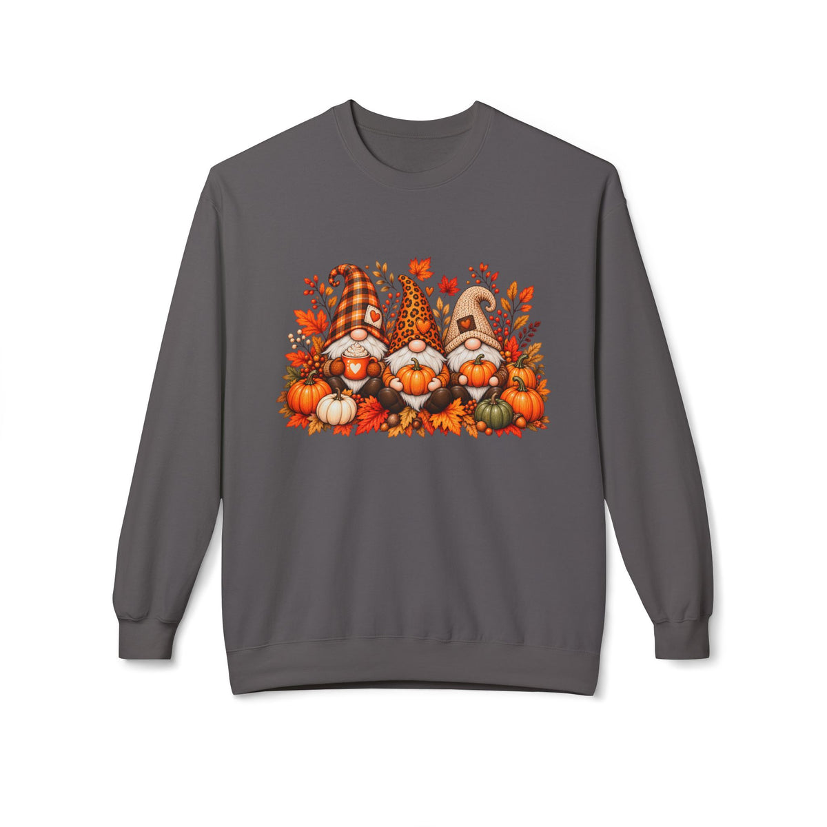 Fall Gnome Crewneck Sweatshirt - Cute Pumpkin & Autumn Gnomes Sweatshirt