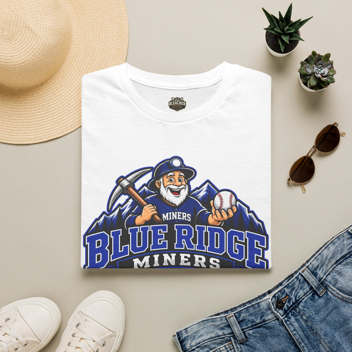 Blue Ridge Miners Mascot and Logo T‑Shirt — Unisex Softstyle Tee