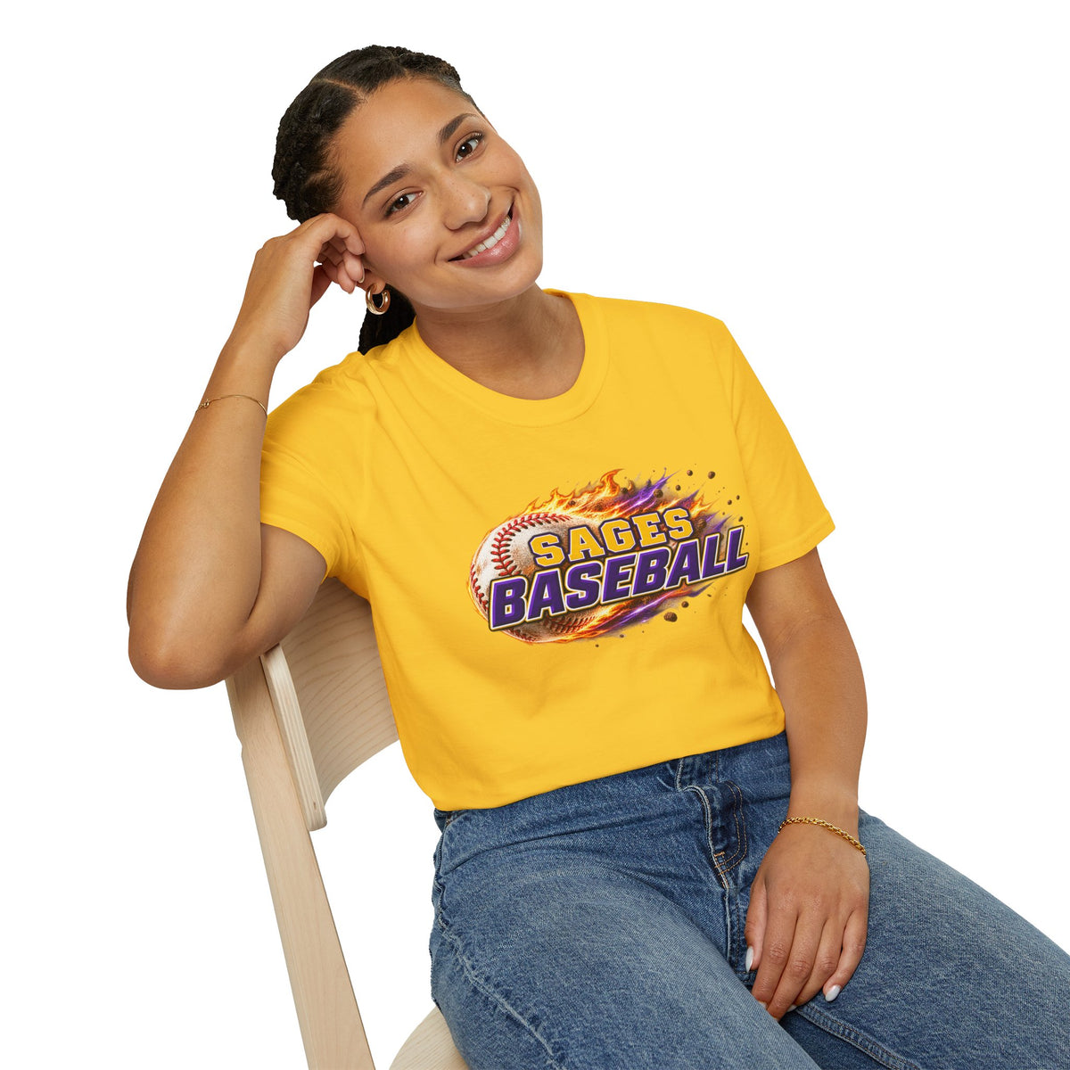 Sages Flaming Baseball T-Shirt — Flaming Baseball Team Tee