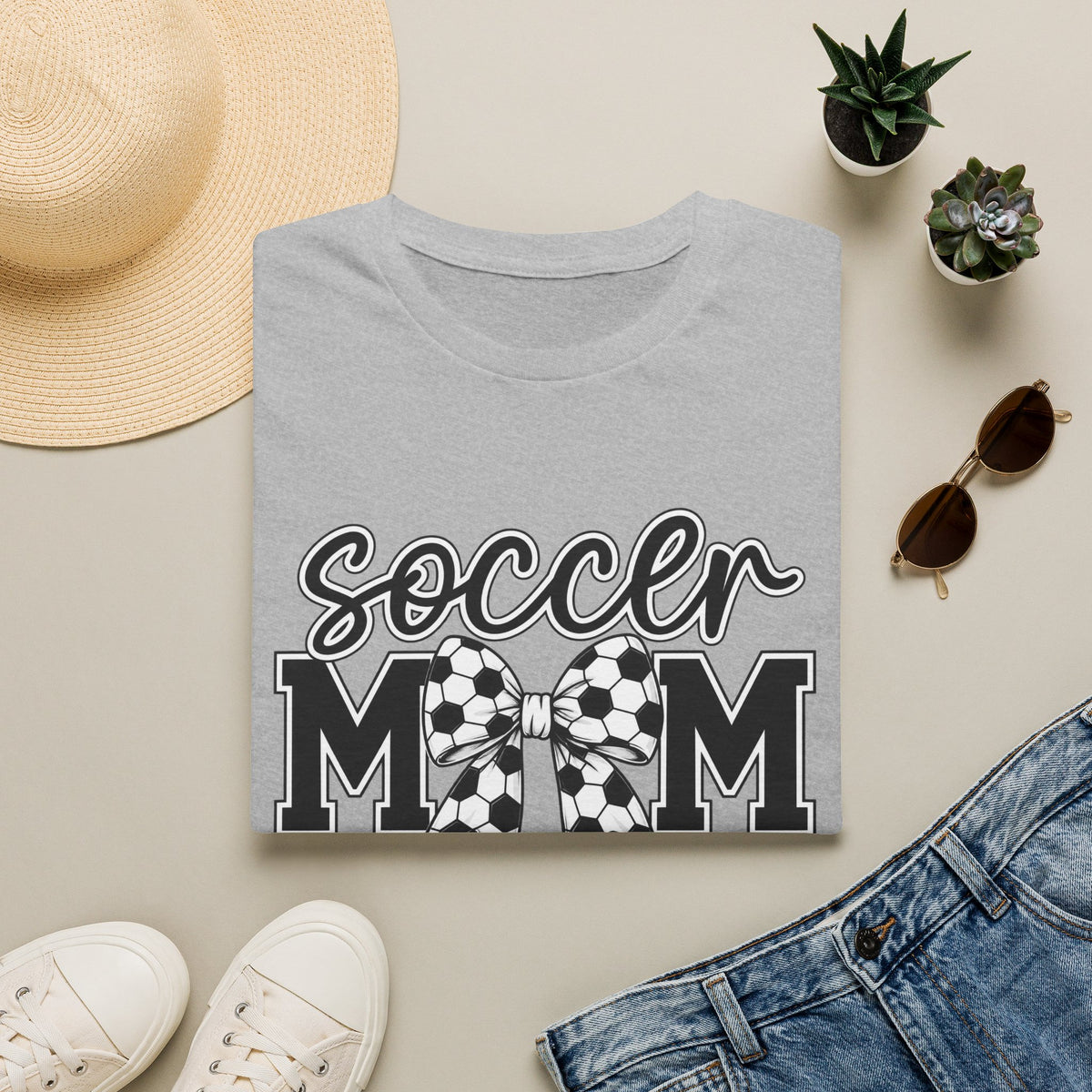 Soccer Mom T-Shirt — Leopard Bow Soccer Ball Design