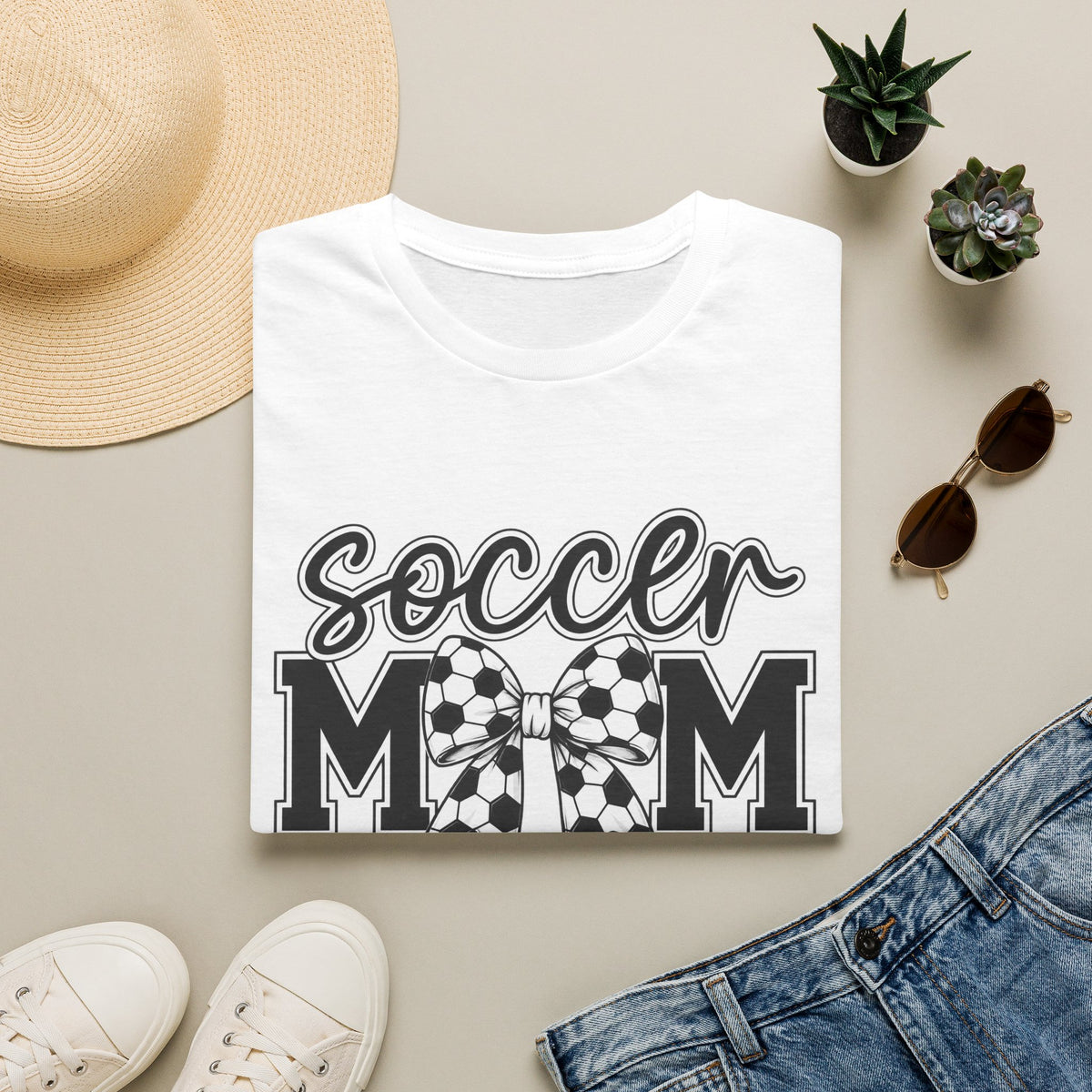 Soccer Mom T-Shirt — Leopard Bow Soccer Ball Design