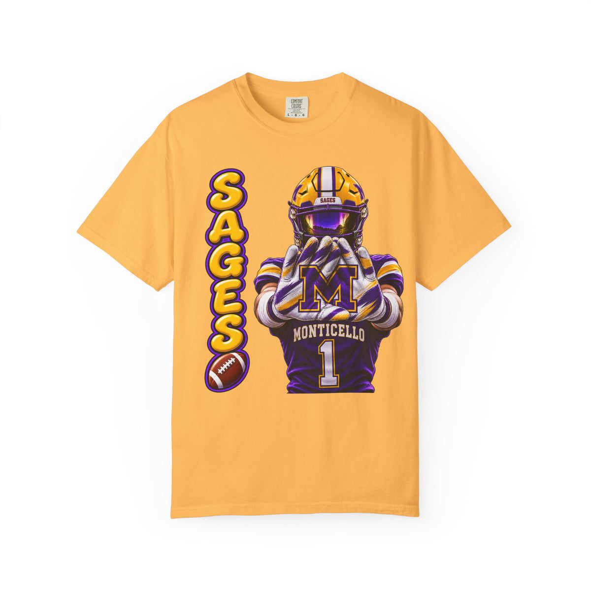 Monticello Sages Football Player Graphic T-Shirt