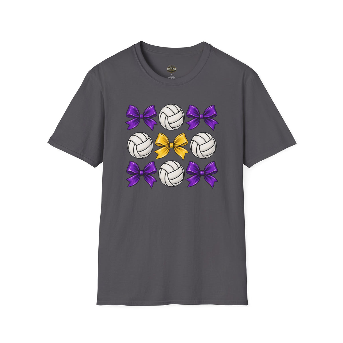 Volleyball & Bows Graphic T-Shirt — Purple & Gold Spirit Tee