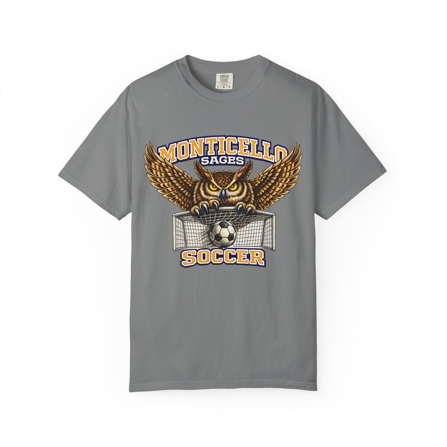Monticello Sages Soccer T-Shirt — Vintage Owl & Wings Team Tee