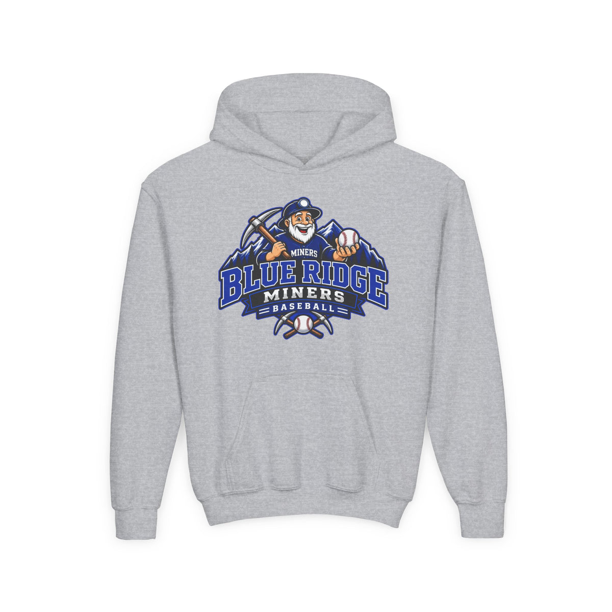 YOUTH Blue Ridge Miners Mascot Logo Hoodie