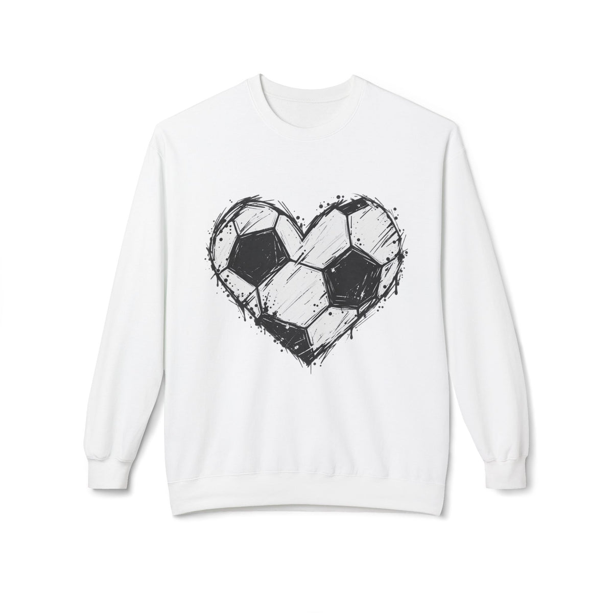 Soccer Heart Crewneck Sweatshirt – Distressed Sketch Football Graphic