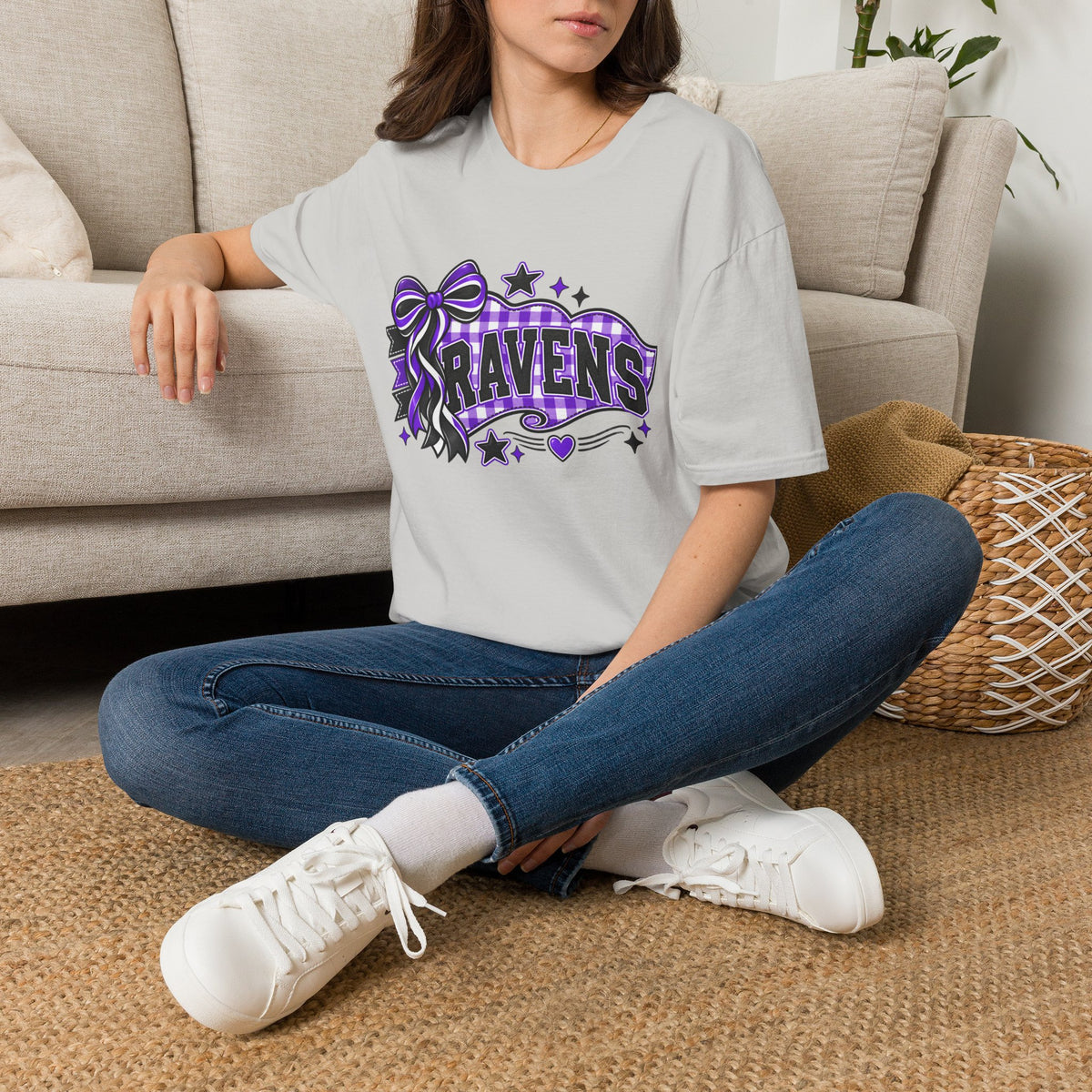 Ravens T-Shirt — Purple Ribbon & Stars Spirit Tee